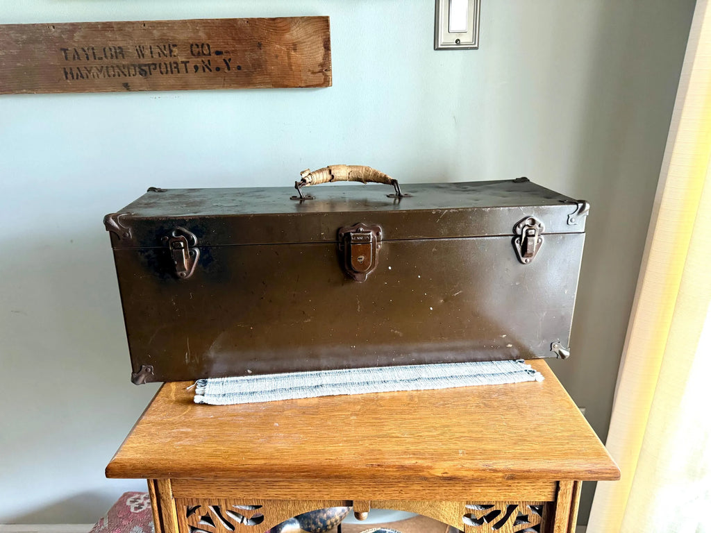 Vtg Distressed Kennedy Tool Box | Large Metal Toolbox | Rustic Storage Box | Distressed Metal Tool Box | Heavy Duty Utility Box | Toolbox