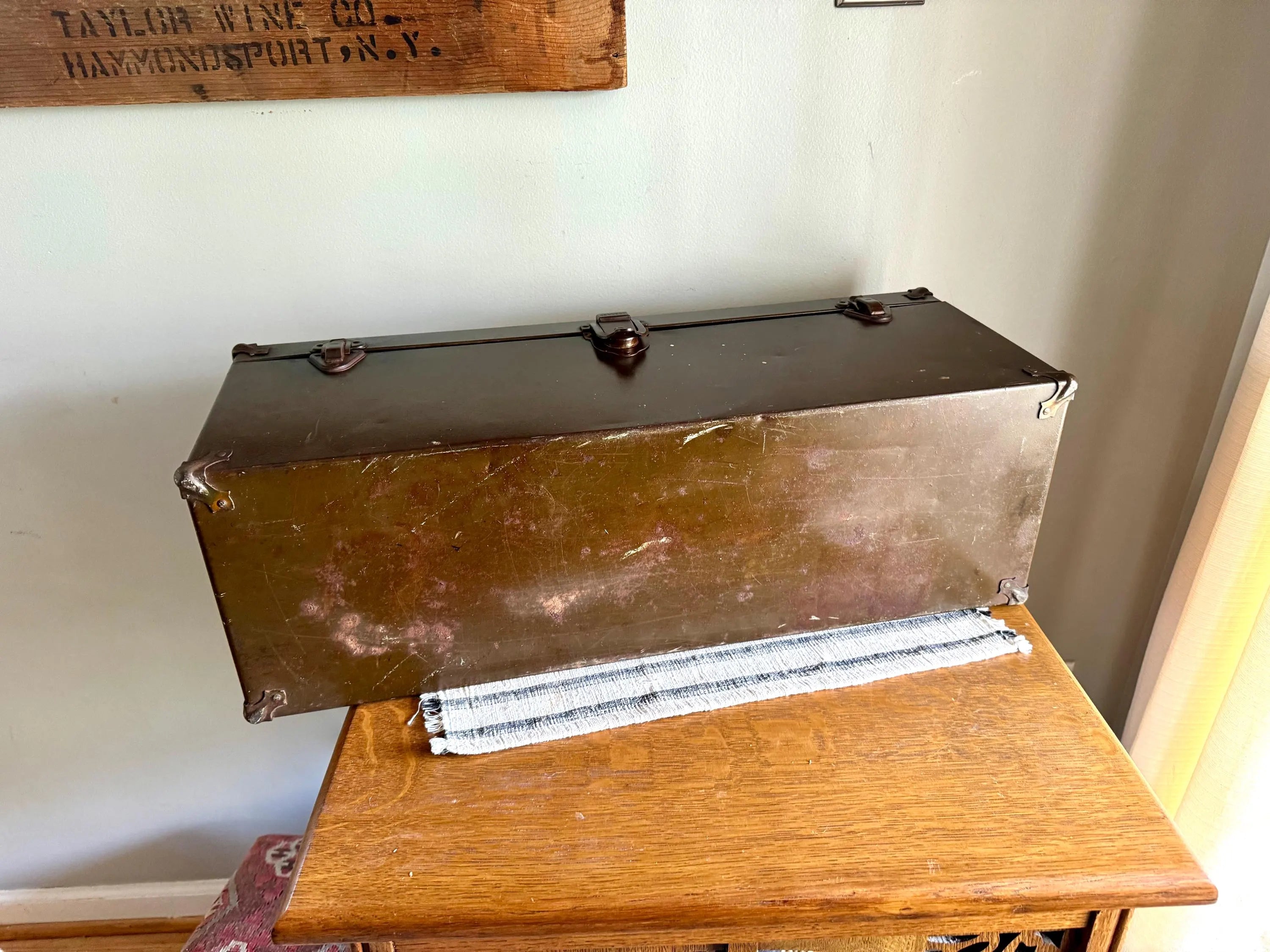 Vtg Distressed Kennedy Tool Box | Large Metal Toolbox | Rustic Storage Box | Distressed Metal Tool Box | Heavy Duty Utility Box | Toolbox