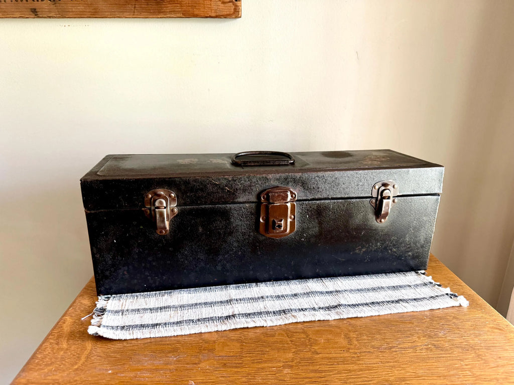 Vtg Distressed SK Tool Box | Sherman Klove Co. Metal Toolbox | Rustic Storage Box | Distressed Metal Tool Box | Heavy Duty Utility Box
