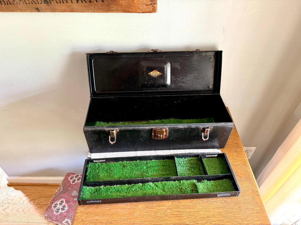 Vtg Distressed SK Tool Box | Sherman Klove Co. Metal Toolbox | Rustic Storage Box | Distressed Metal Tool Box | Heavy Duty Utility Box