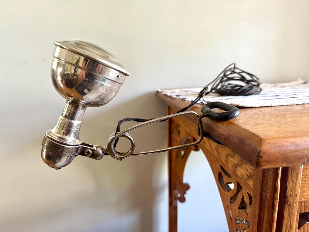 Vtg Automobile Spotlight | Auxiliary 12V Clamp Lamp | Gypsy Clamp 12V Auxiliary Spot Lamp | Automobile Work Light| Under Hood Clamp Lamp