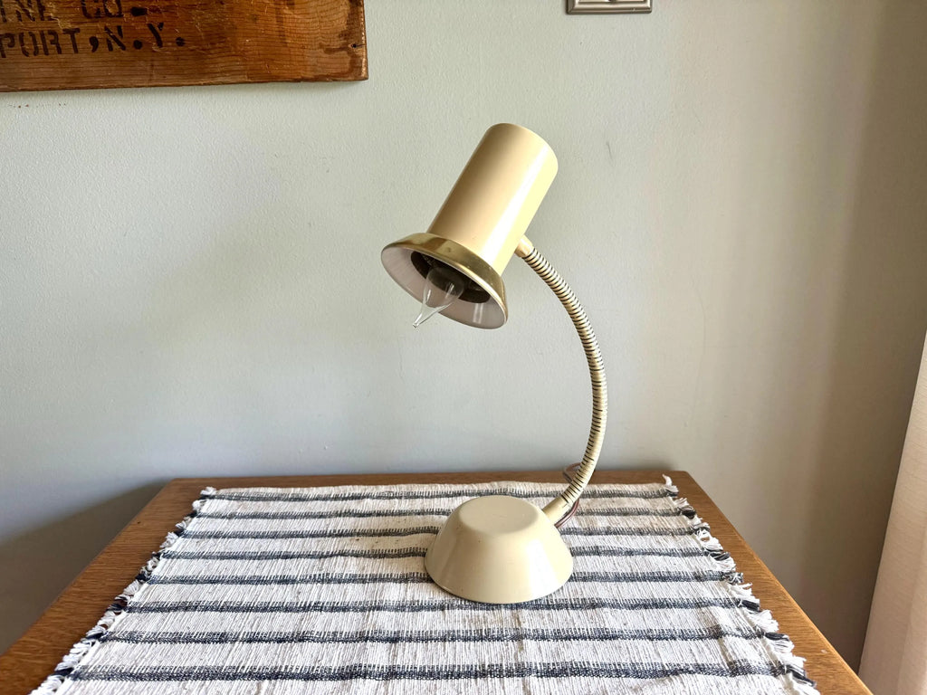 Vtg Gold and Tan Toned Gooseneck Desk Lamp | Mid Century Desk Lamp | 50's Reading Lamp | Gooseneck Arc Desk Lamp | MCM Desk Lamp