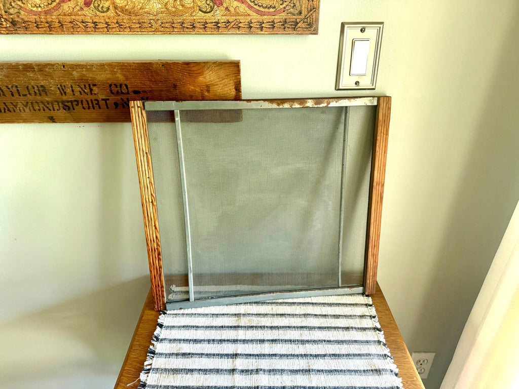 Vtg Expandable Wood Window Screen | Wood and Metal Adjustable Window Screen | Marvin Expandable Window Screen