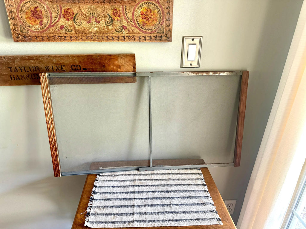 Vtg Expandable Wood Window Screen | Wood and Metal Adjustable Window Screen | Marvin Expandable Window Screen
