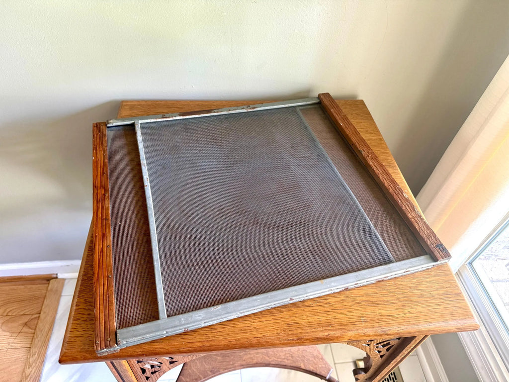 Vtg Expandable Wood Window Screen | Wood and Metal Adjustable Window Screen | Marvin Expandable Window Screen