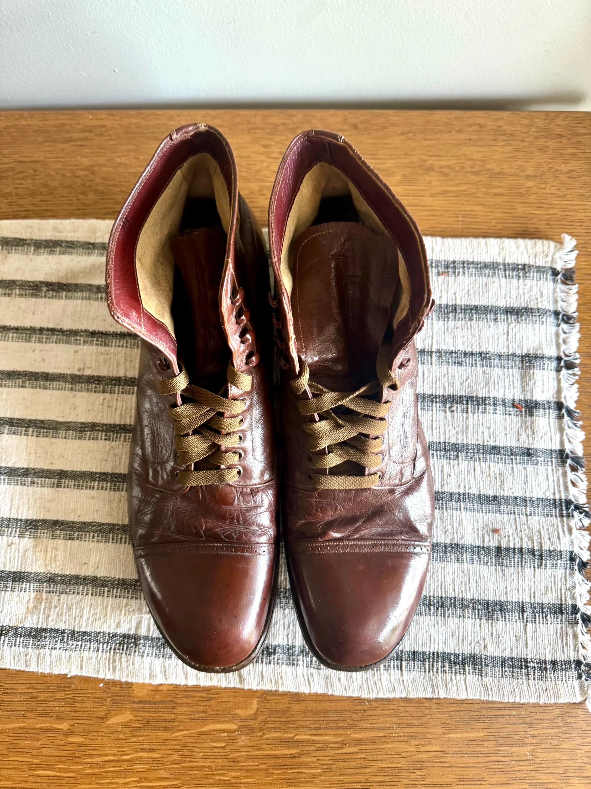 Vtg Leather Boots | Bob Smart 1960's Leather Boots | Brown Cap Toe Leather Shoes | Brown Lace Up Ankle Boots | 60's Work Boots