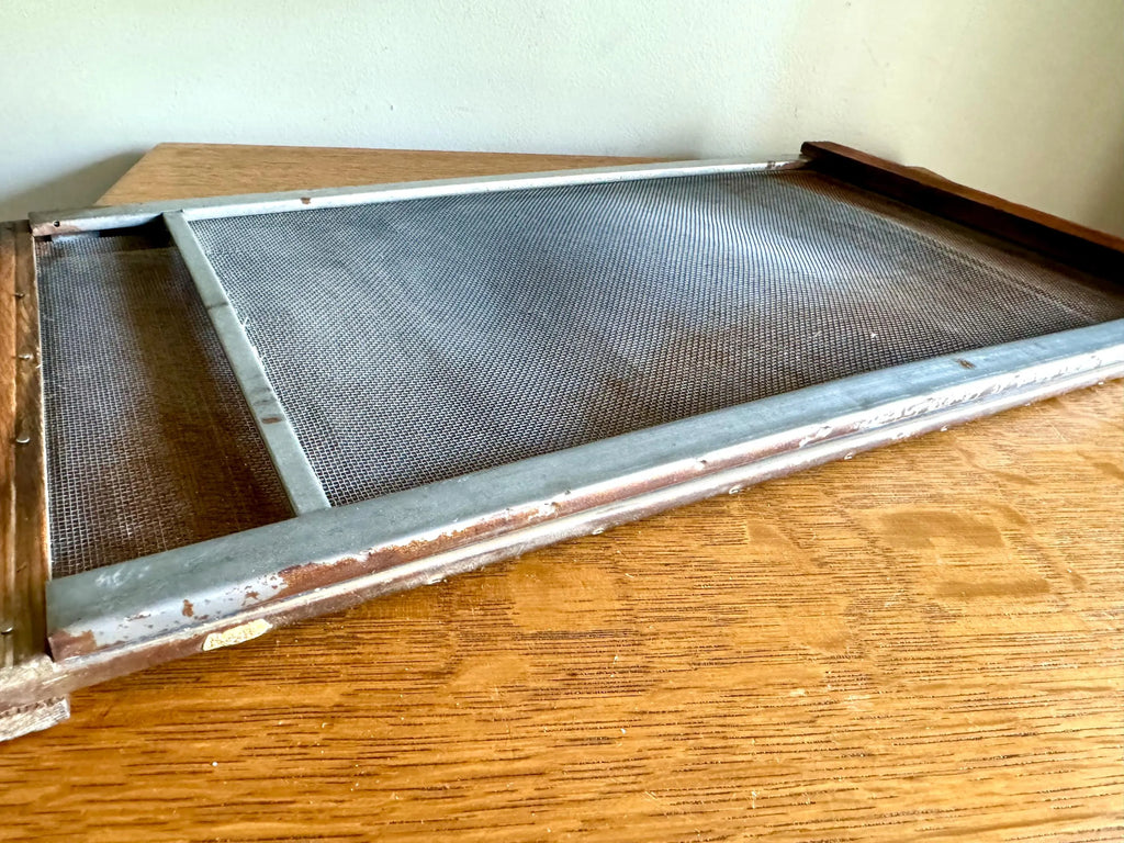 Vtg Expandable Wood Window Screen | Wood and Metal Adjustable Window Screen | Marvin Expandable Window Screen