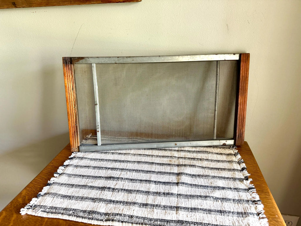 Vtg Expandable Wood Window Screen | Wood and Metal Adjustable Window Screen | Marvin Expandable Window Screen