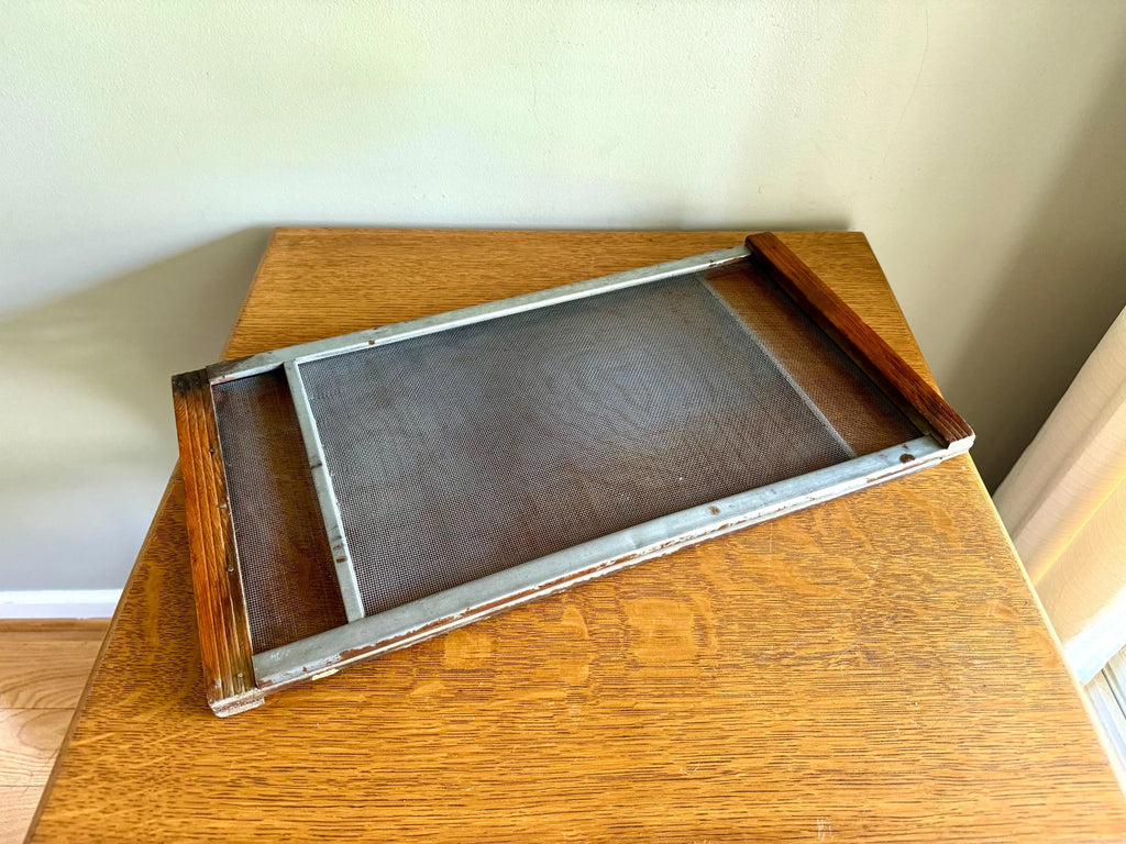 Vtg Expandable Wood Window Screen | Wood and Metal Adjustable Window Screen | Marvin Expandable Window Screen