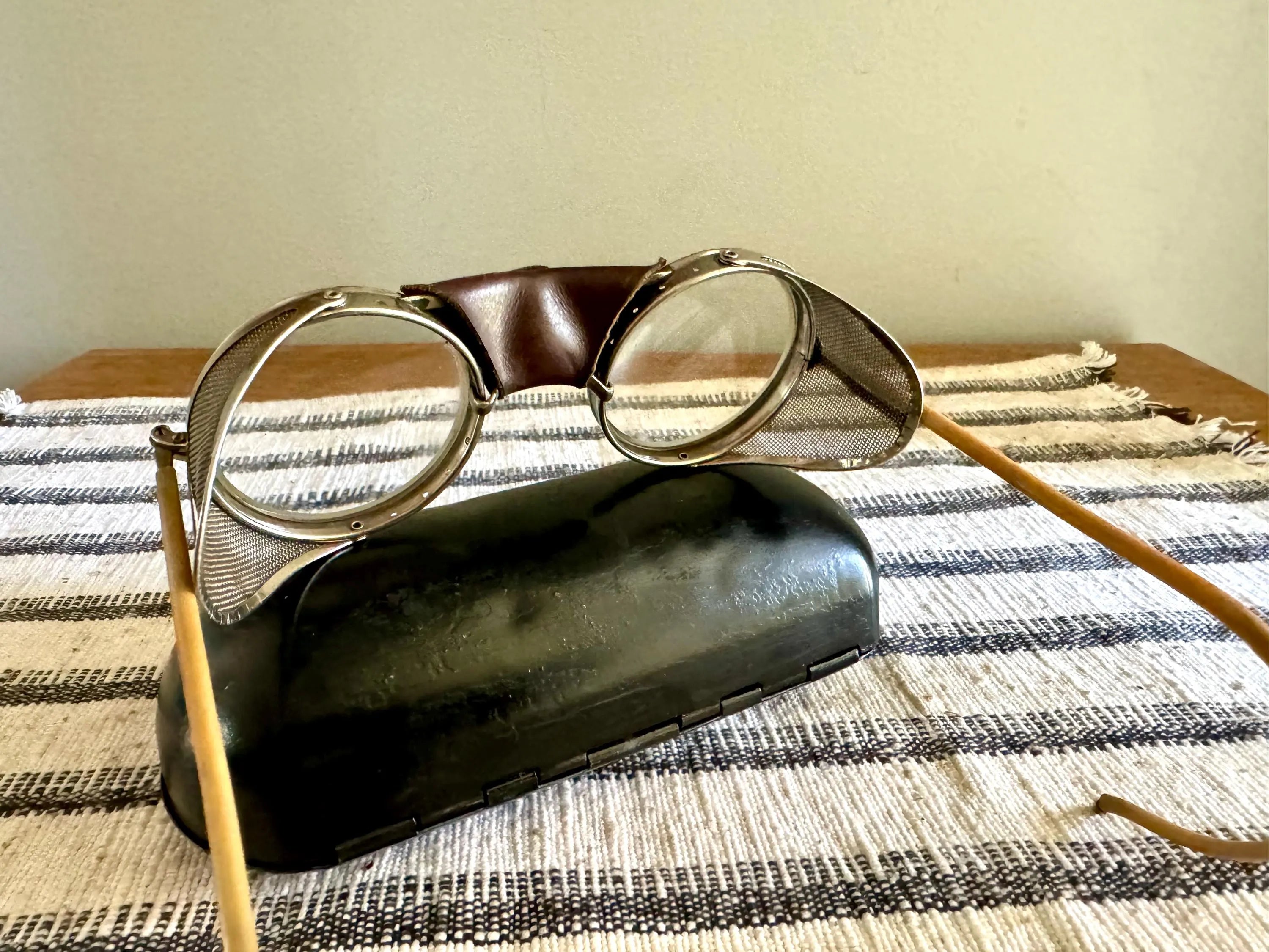 1920's American Optical Safety Glasses | Steampunk Eyewear With Case | Vtg American Optical Glasses | Vtg Riding Glasses With Case