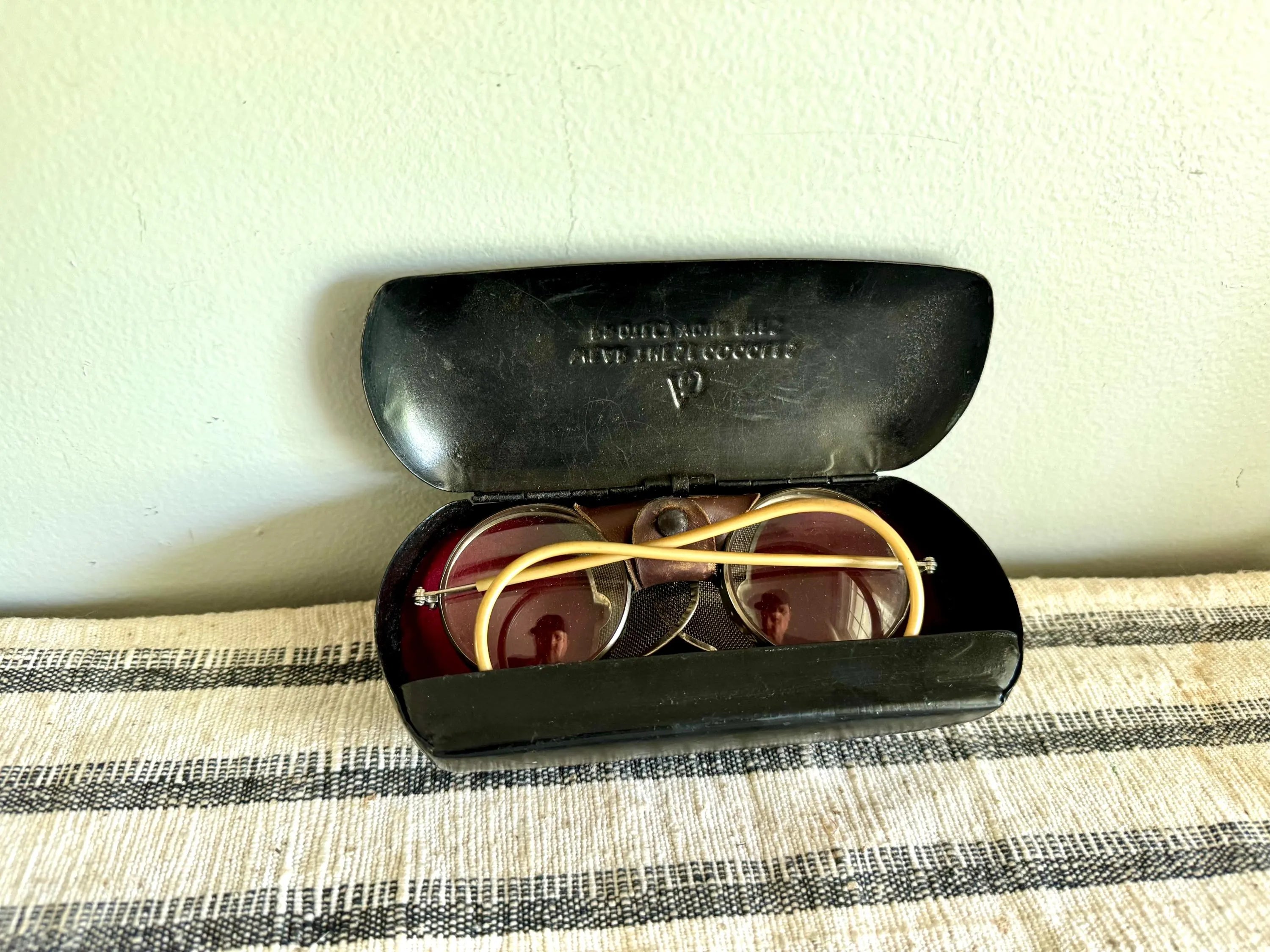 1920's American Optical Safety Glasses | Steampunk Eyewear With Case | Vtg American Optical Glasses | Vtg Riding Glasses With Case