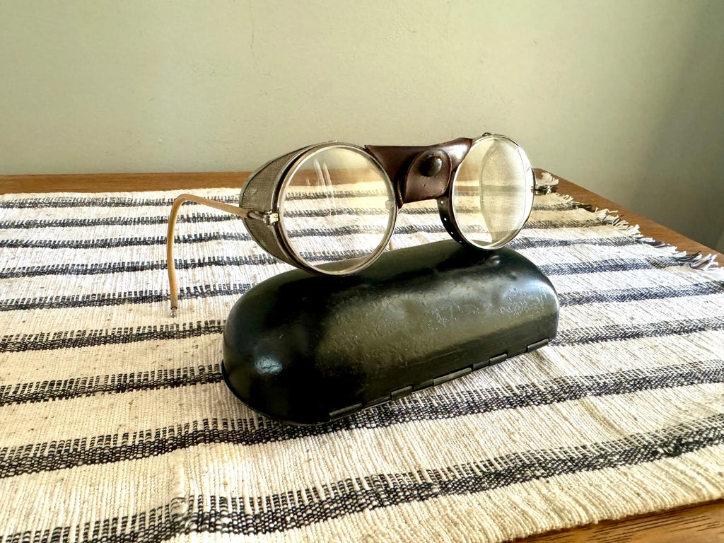 1920's American Optical Safety Glasses | Steampunk Eyewear With Case | Vtg American Optical Glasses | Vtg Riding Glasses With Case