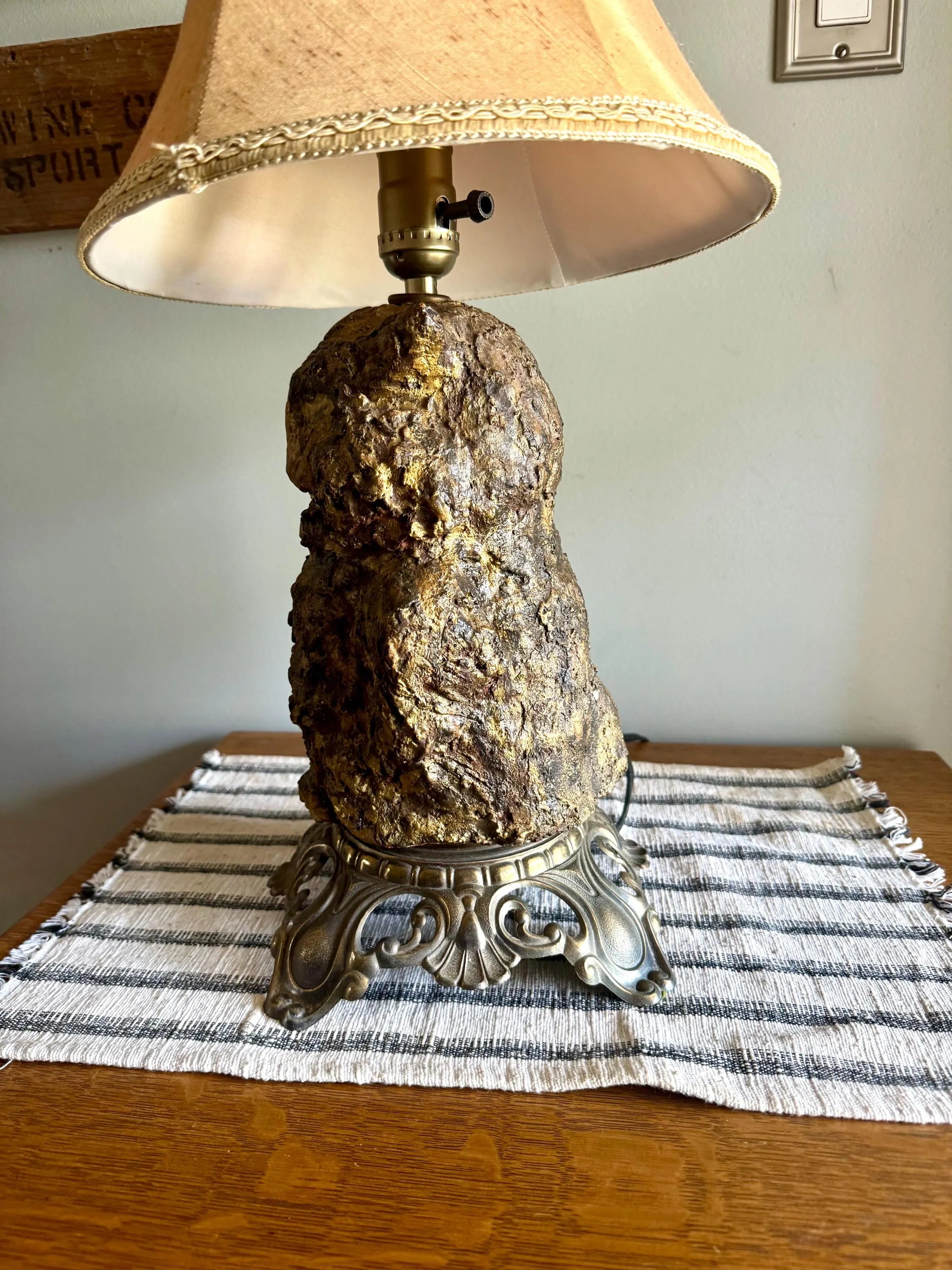Vtg Accurate Casting Co. Owl Lamp | Owl Figurine and Brass Lamp | Plaster Owl Lamp with Red Eyes