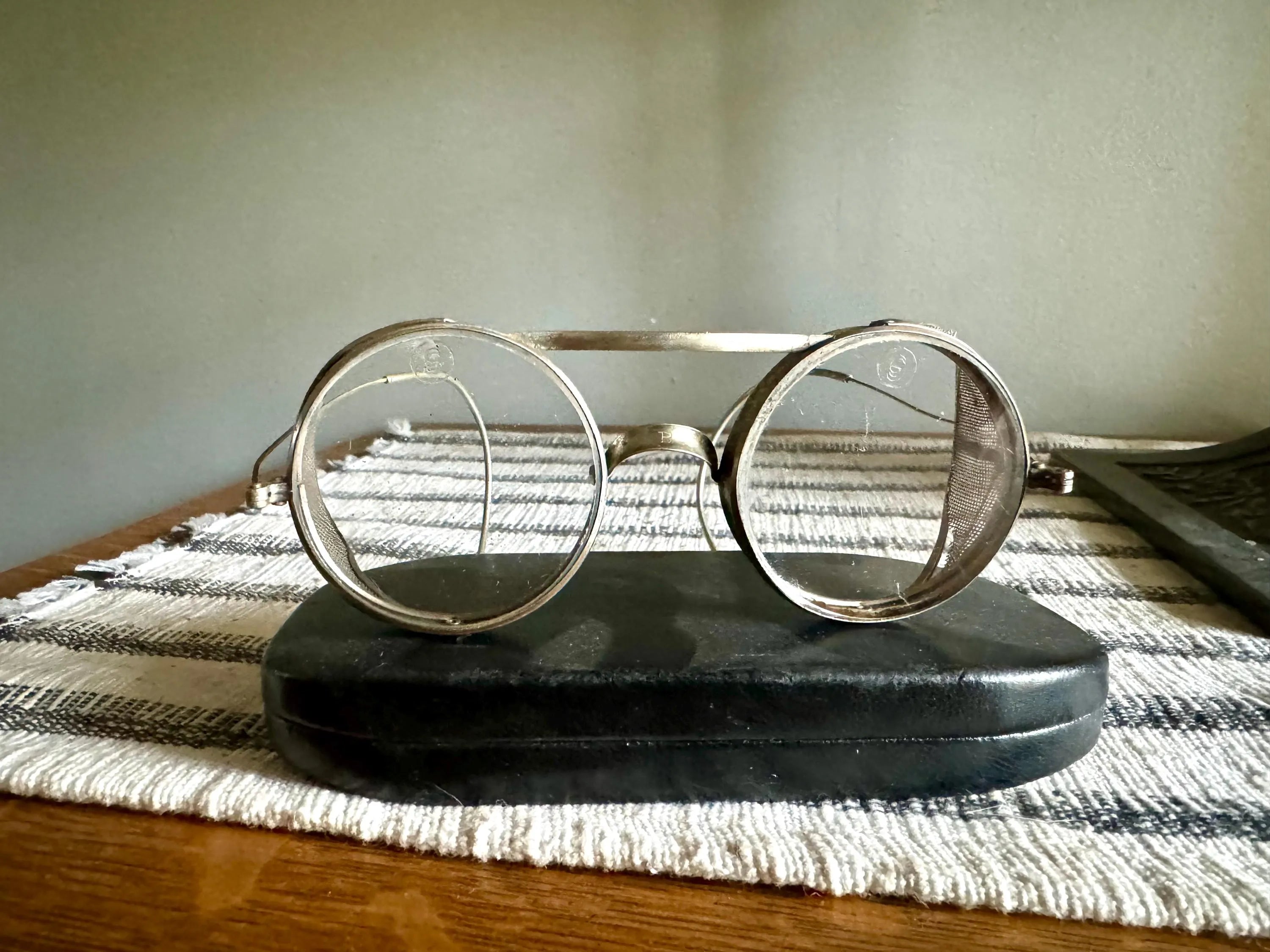 1910's King's Wire Rim Safety Glasses | Saniglas Metal Safety Goggles | Vtg Factory Glasses | Pennsylvania Railroad Safety Glasses