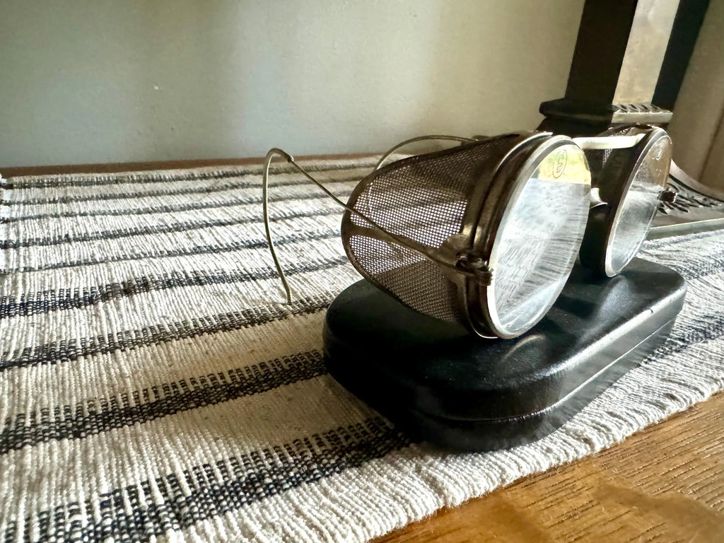 1910's King's Wire Rim Safety Glasses | Saniglas Metal Safety Goggles | Vtg Factory Glasses | Pennsylvania Railroad Safety Glasses