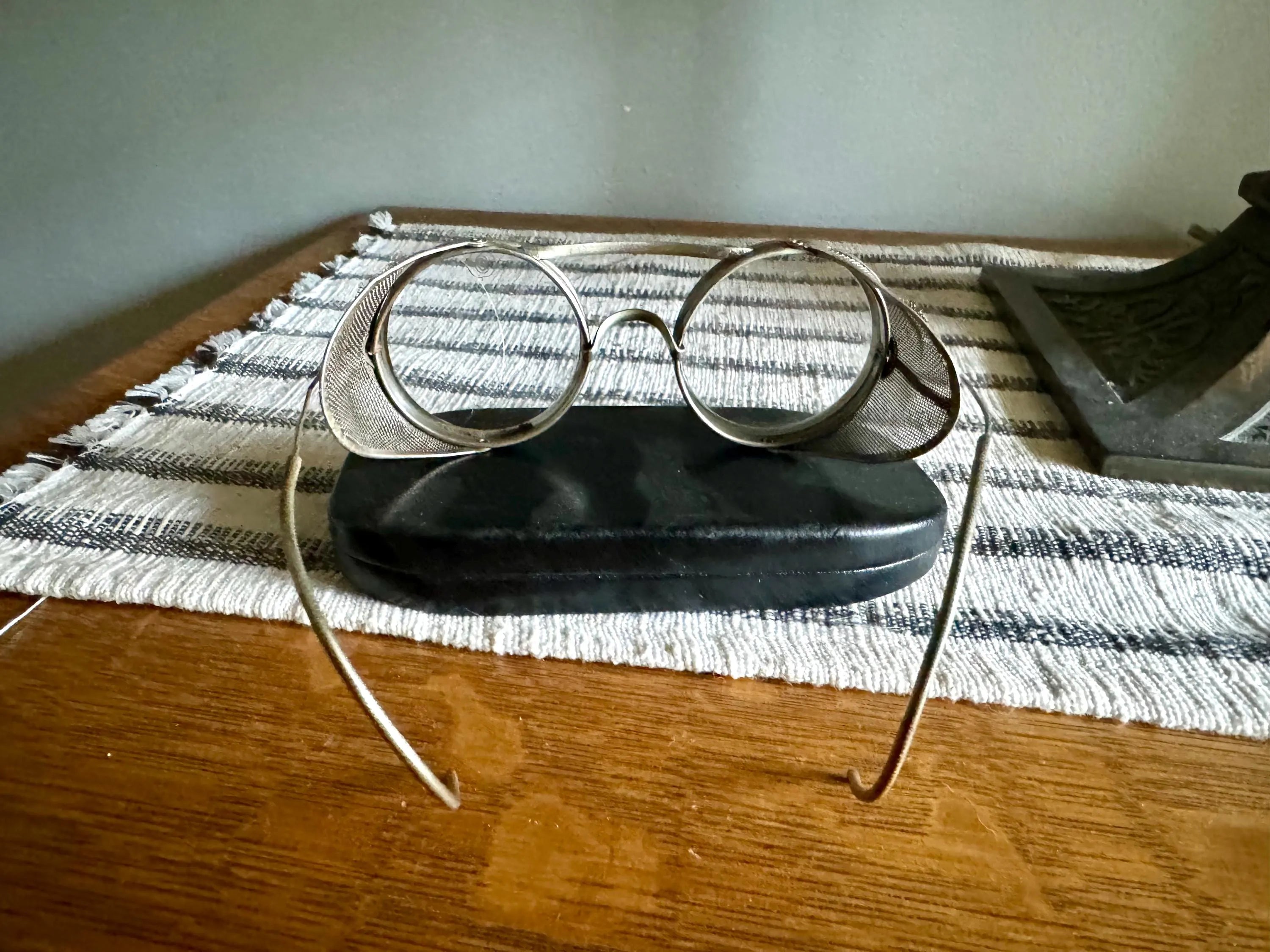 1910's King's Wire Rim Safety Glasses | Saniglas Metal Safety Goggles | Vtg Factory Glasses | Pennsylvania Railroad Safety Glasses