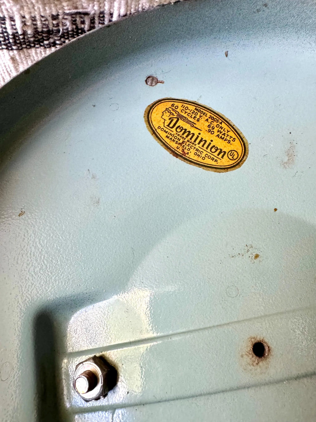 Vtg Blue Dominion Table Fan | Round Dominion Model 2005A Table Fan | MCM Table Fan | Round Single Speed Fan