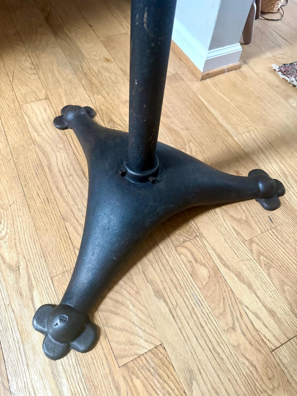 Large Cast Iron, Brass and Marble Bistro Table| Cast Iron and Marble High Top Table| Tall Round Marble and Brass Table Top on Cast Iron Base