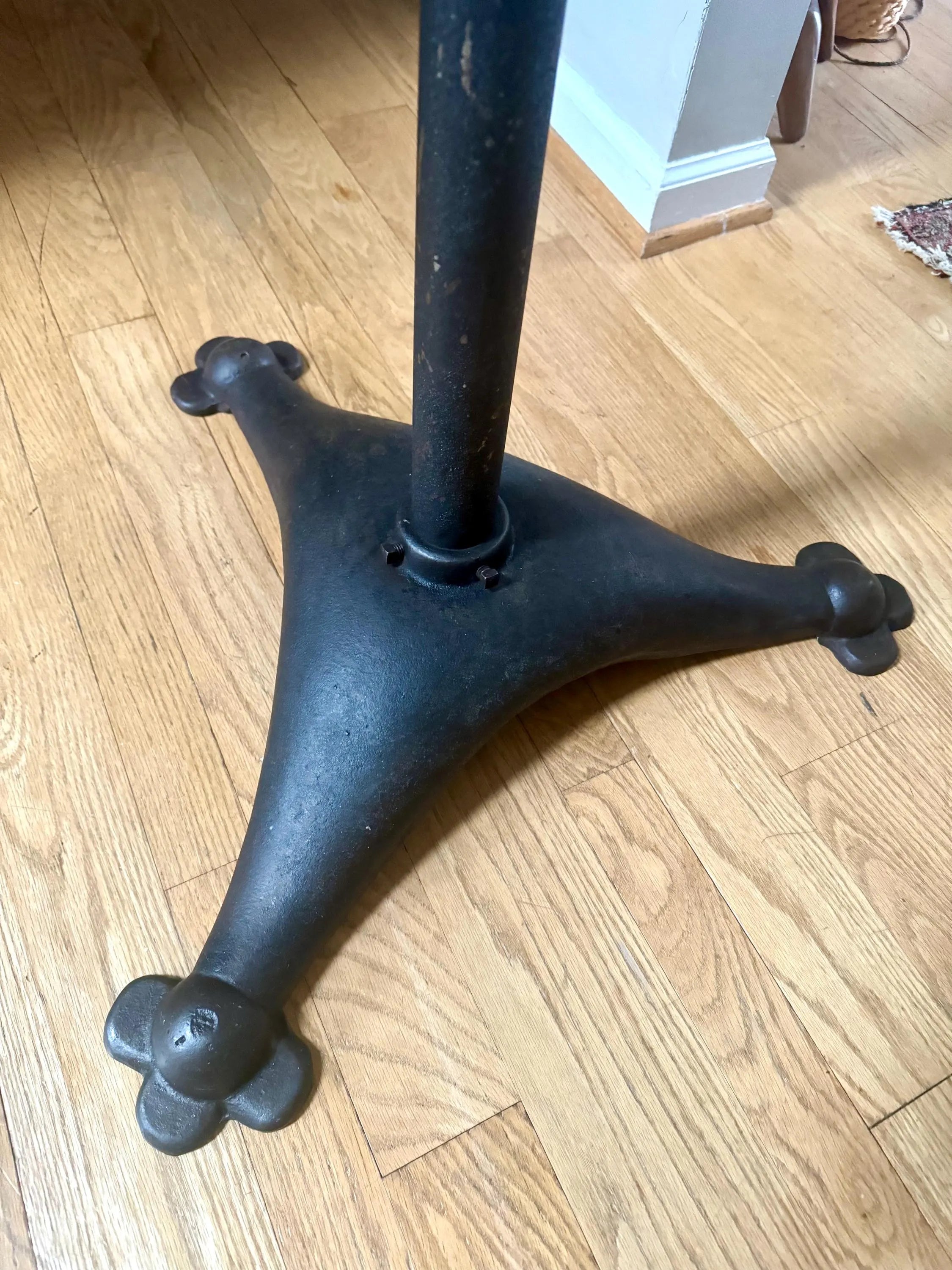Large Cast Iron, Brass and Marble Bistro Table| Cast Iron and Marble High Top Table| Tall Round Marble and Brass Table Top on Cast Iron Base