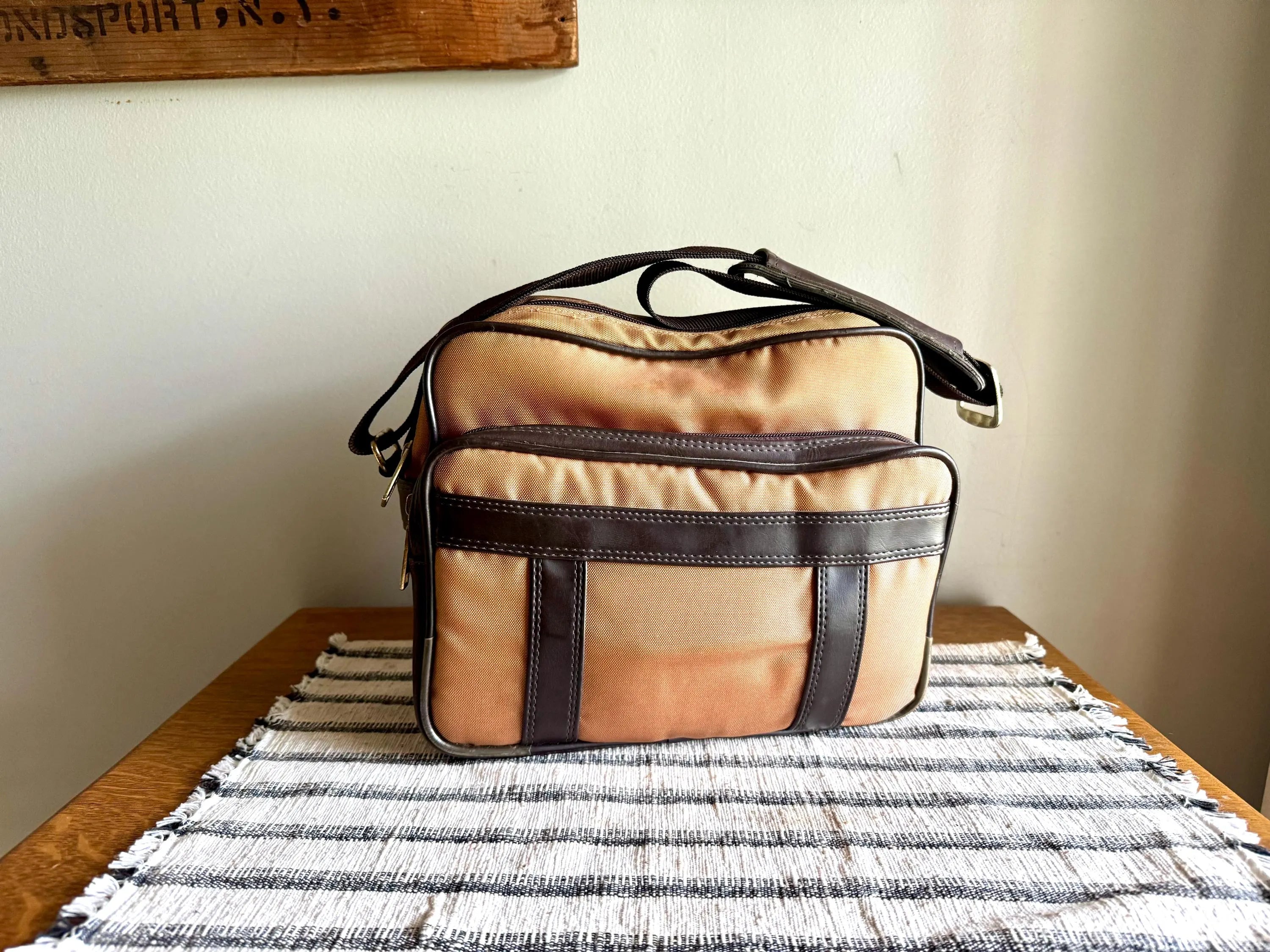 Vtg Tan Coastar Camera Bag | Nylon Canvas Camera Case | Retro Beige and Brown Camera Bag | Coastar Camera Bag | Vtg Photography Bag