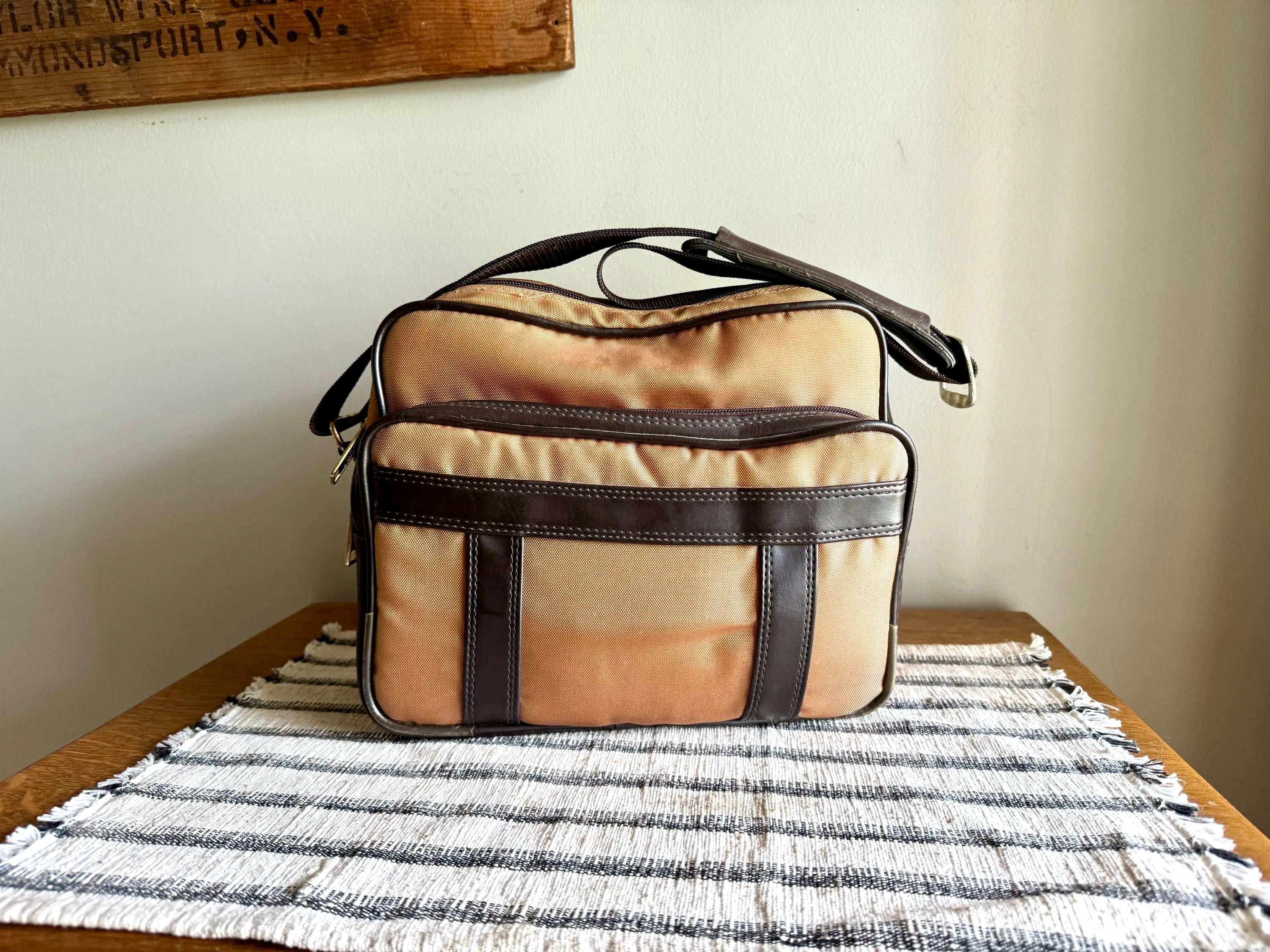 Vtg Tan Coastar Camera Bag | Nylon Canvas Camera Case | Retro Beige and Brown Camera Bag | Coastar Camera Bag | Vtg Photography Bag
