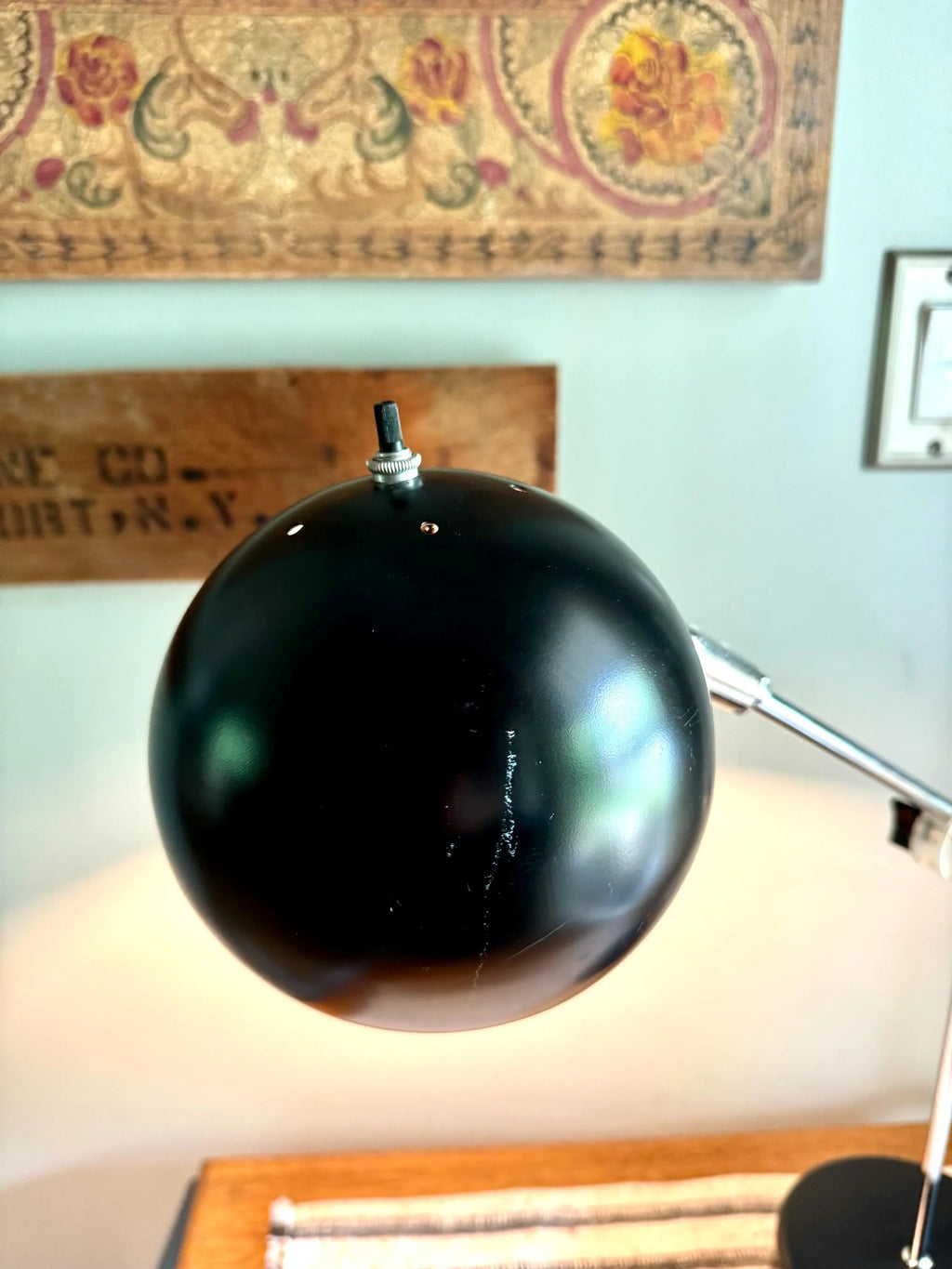 Vtg MCM Robert Sonneman Style Articulating Chrome Orb Lamp | R. Sonneman Adjustable Mid Century Modernist Table Lamp | MCM Eyeball Lamp