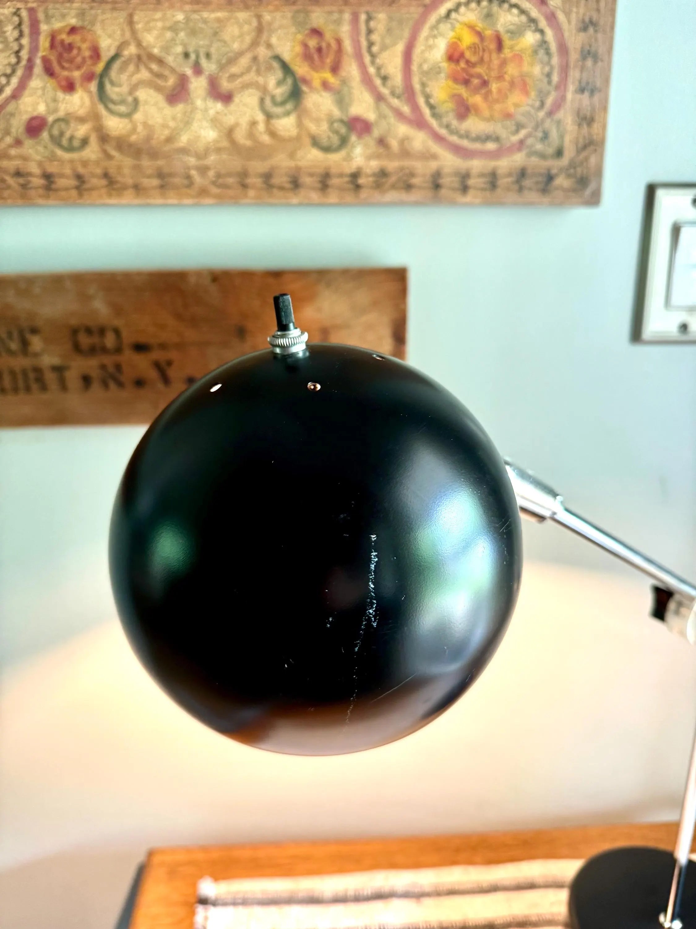 Vtg MCM Robert Sonneman Style Articulating Chrome Orb Lamp | R. Sonneman Adjustable Mid Century Modernist Table Lamp | MCM Eyeball Lamp