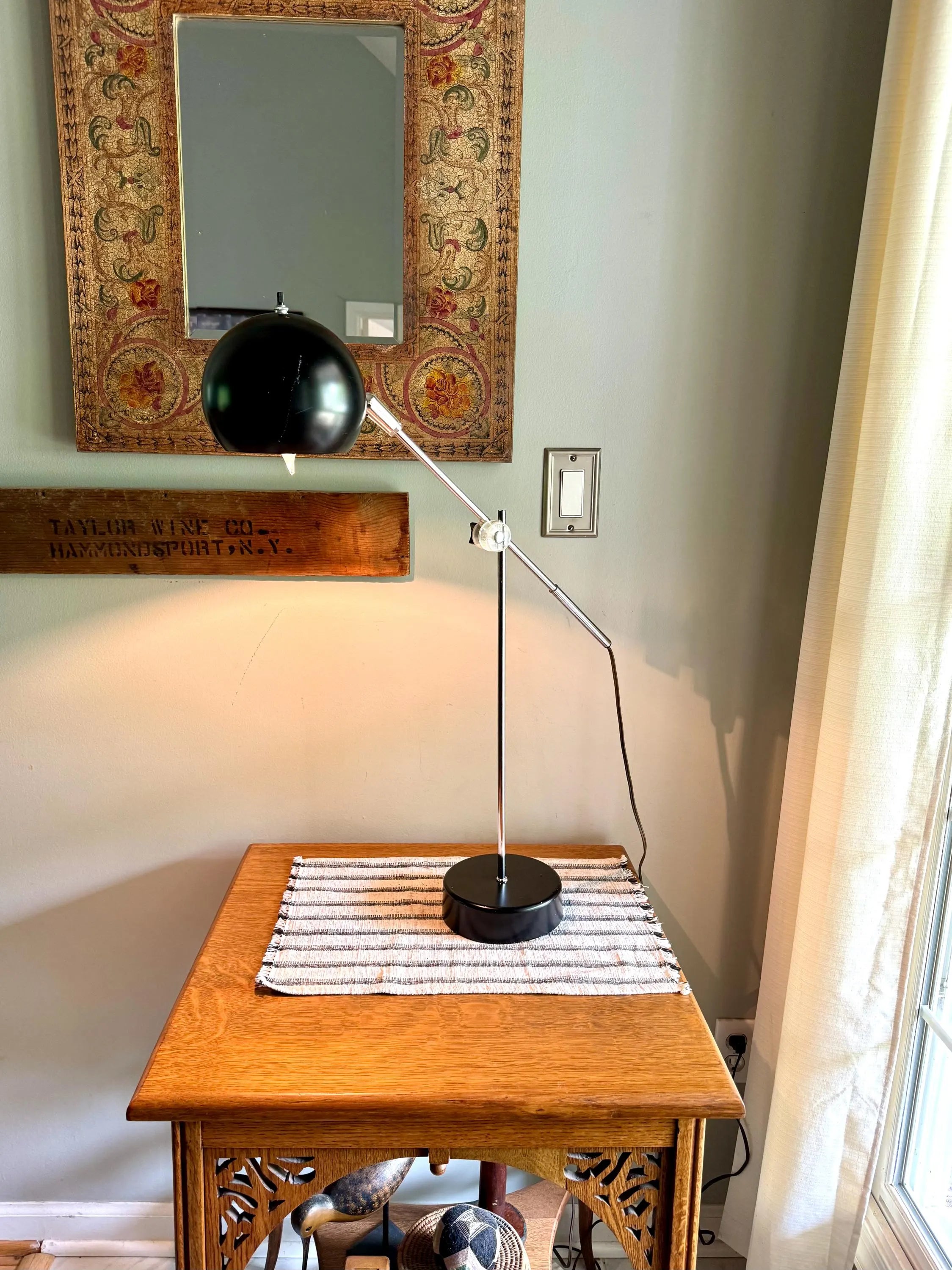Vtg MCM Robert Sonneman Style Articulating Chrome Orb Lamp | R. Sonneman Adjustable Mid Century Modernist Table Lamp | MCM Eyeball Lamp