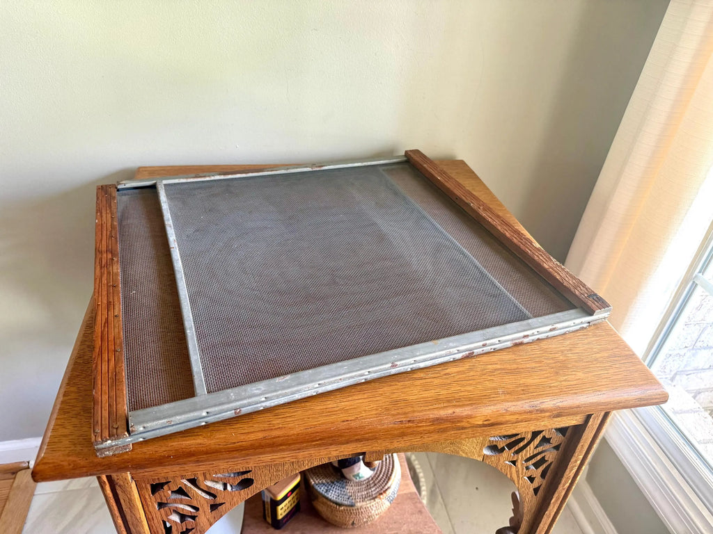 Vtg Expandable Wood Window Screen | Wood and Metal Adjustable Window Screen | Marvin Expandable Window Screen