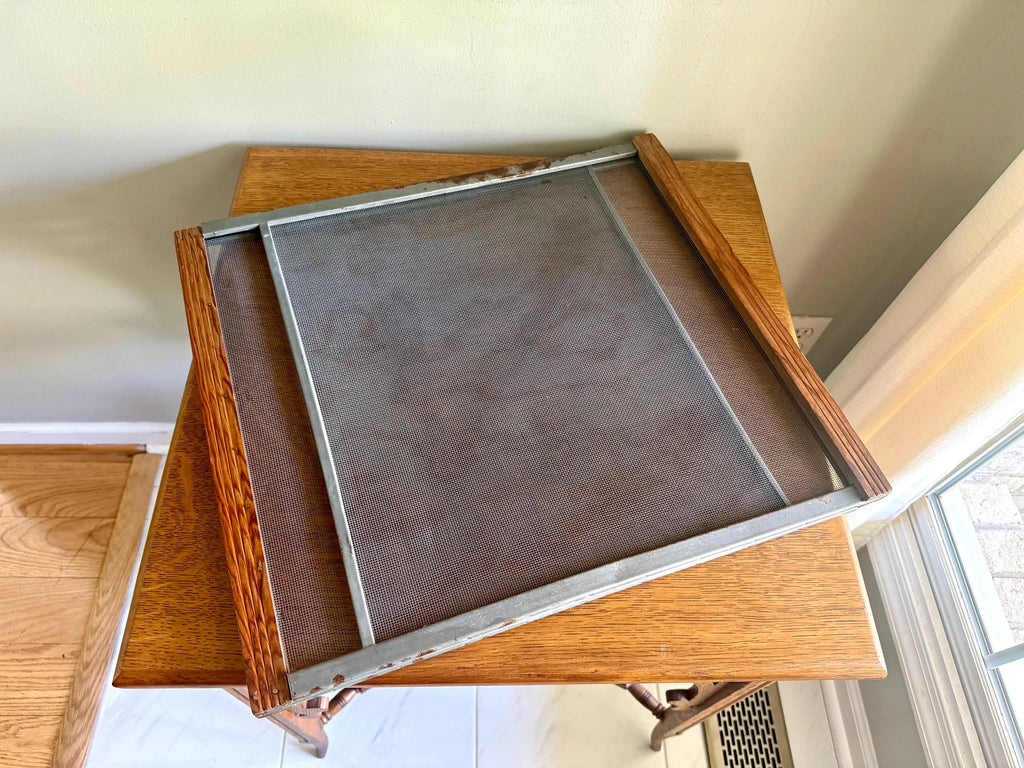 Vtg Expandable Wood Window Screen | Wood and Metal Adjustable Window Screen | Marvin Expandable Window Screen