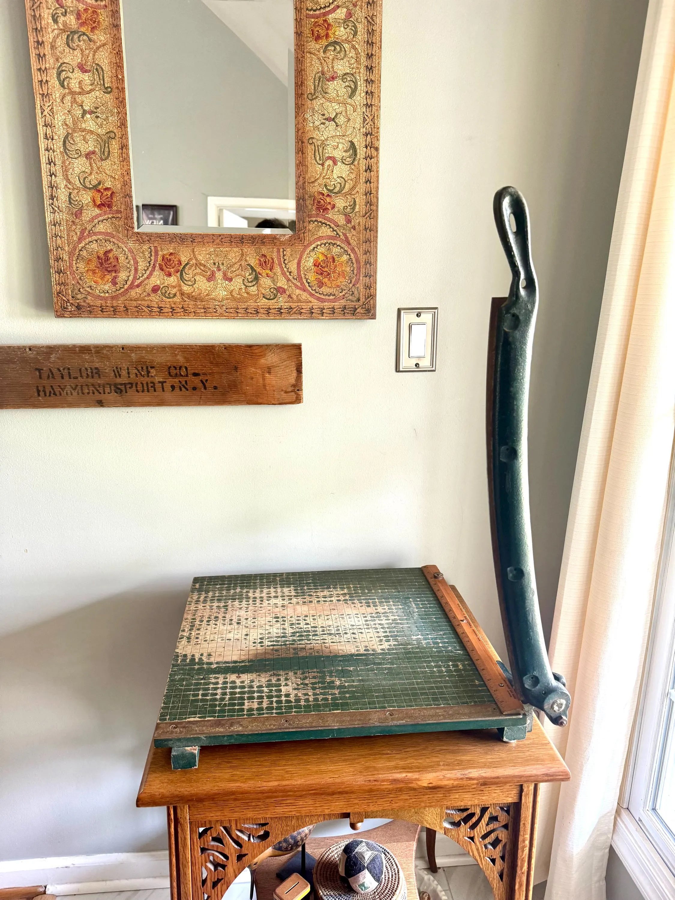 Vtg Large National Paper Cutter | Green Heavy Duty Milton Bradly 18" Guillotine Paper Cutter | Milton Bradley Co. National Paper Cutter