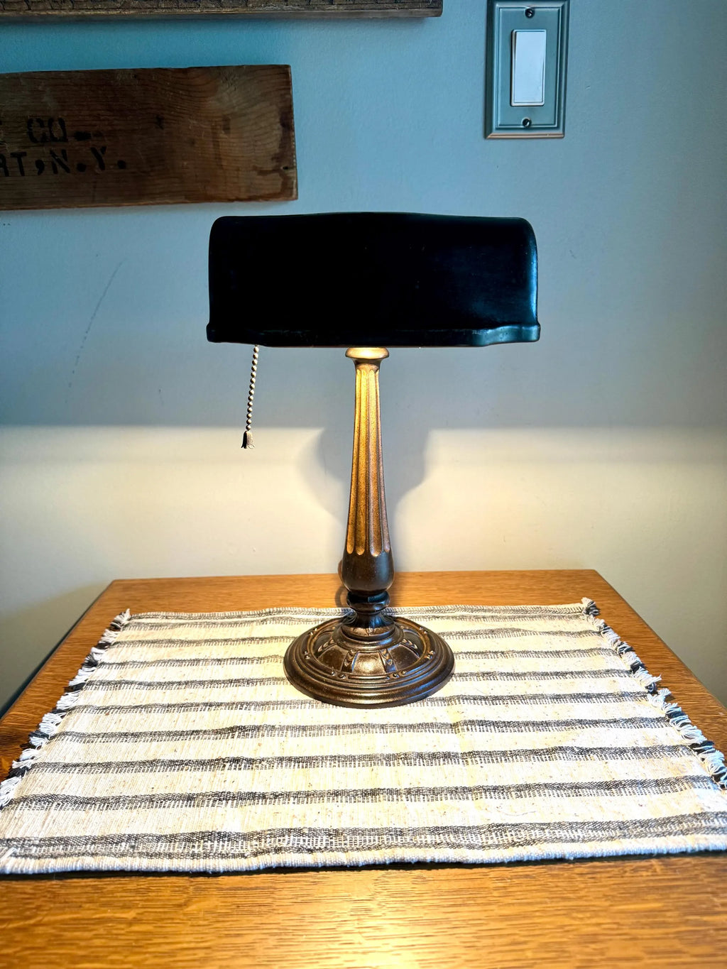 Vtg Distress Metal  Banker'sLamp | Ornate Steel Bankers Lamp | Rustic Victorian Desk Lamp | Antique Metal Bankers Lamp