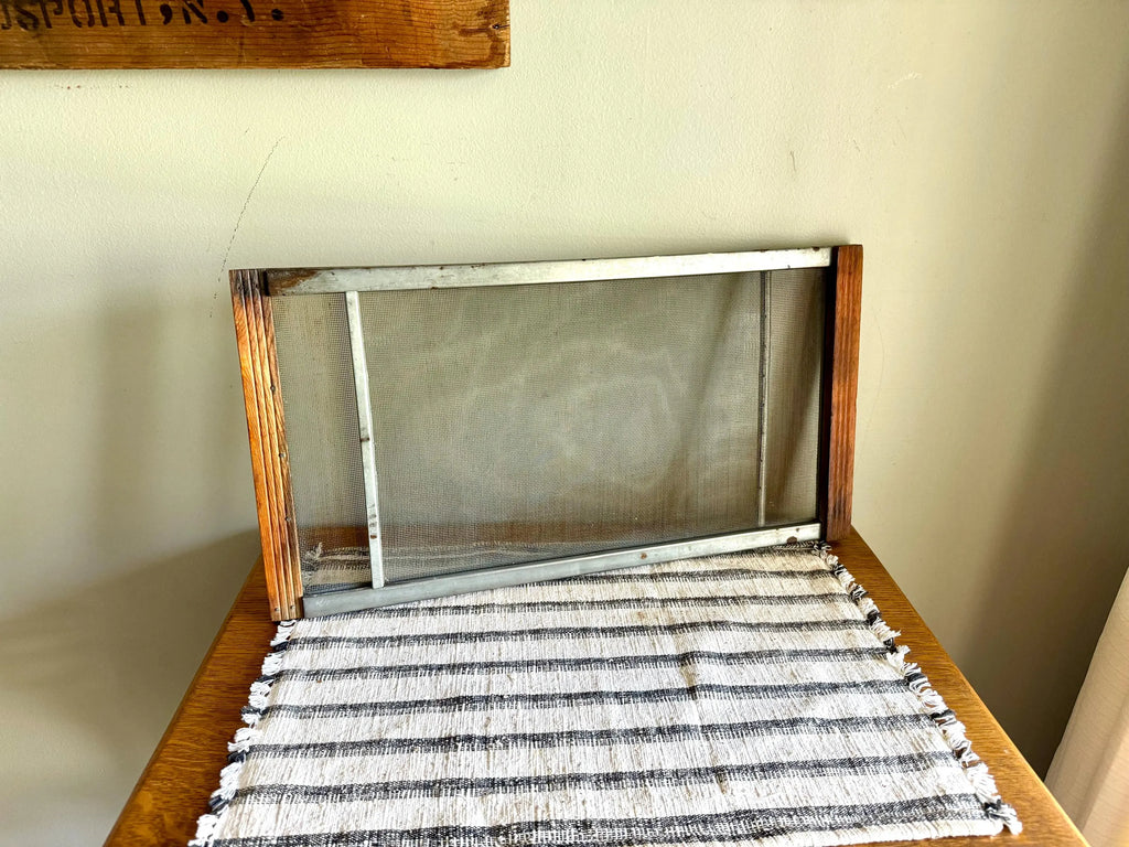 Vtg Expandable Wood Window Screen | Wood and Metal Adjustable Window Screen | Marvin Expandable Window Screen