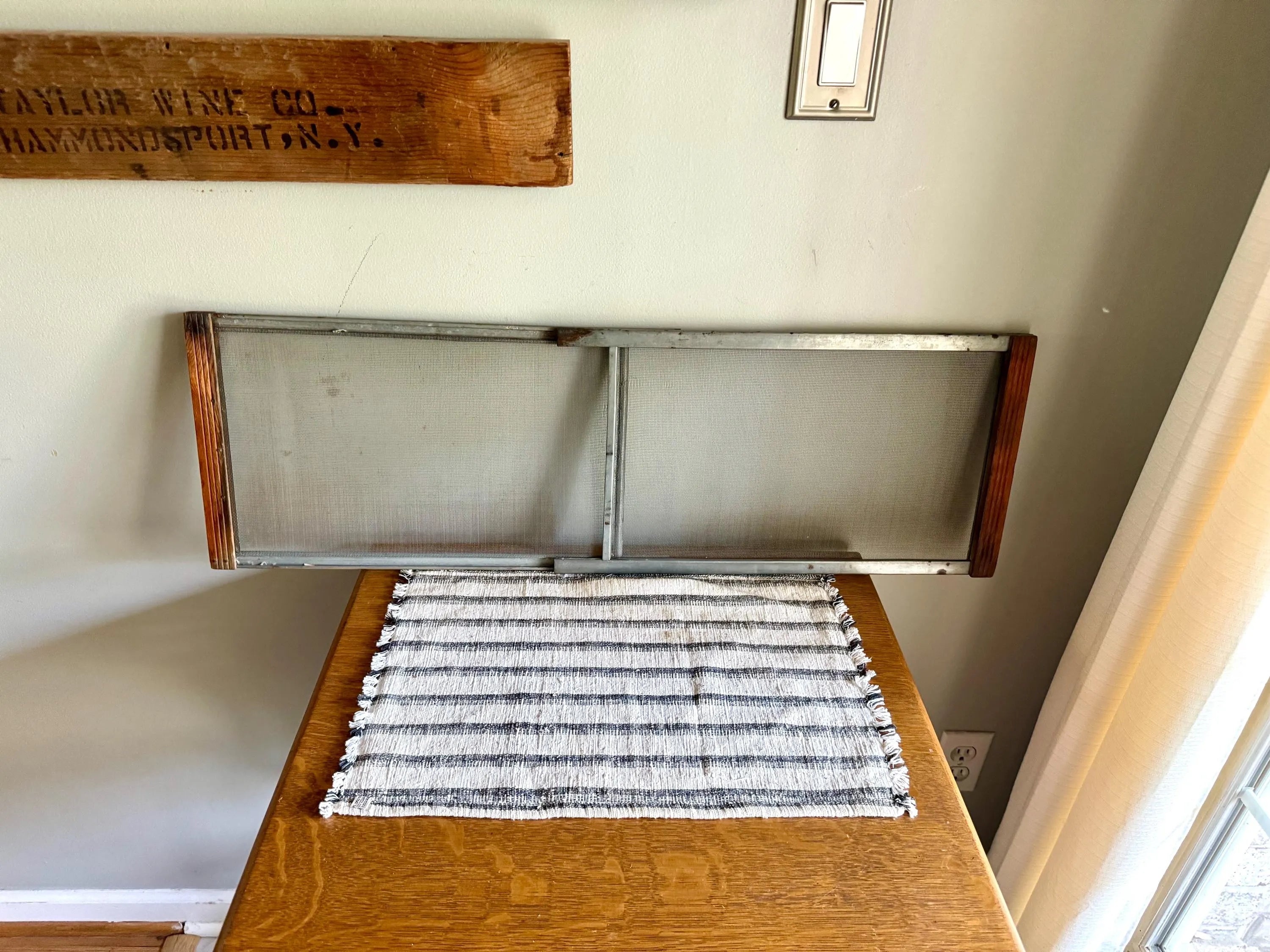 Vtg Expandable Wood Window Screen | Wood and Metal Adjustable Window Screen | Marvin Expandable Window Screen