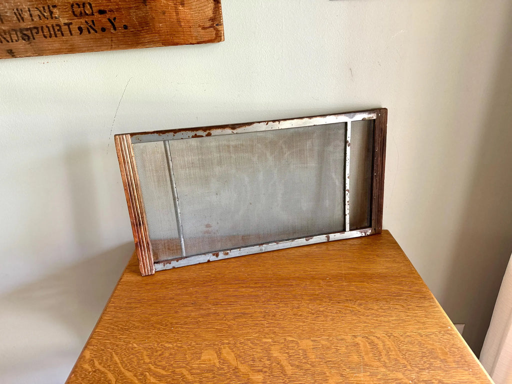 Vtg Expandable Wood Window Screen | Wood and Metal Adjustable Window Screen | Marvin Expandable Window Screen