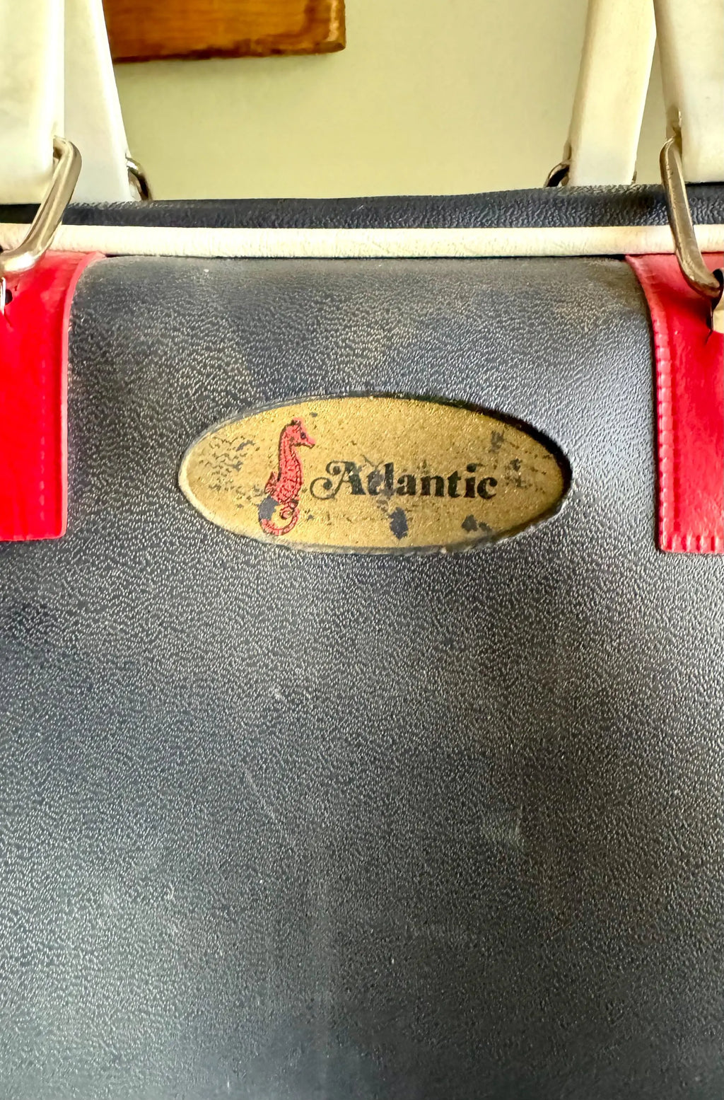 Vtg Atlantic Blue and Red Bowling Bag | Atlantic Vinyl Bowling Bag | Atlantic Bowling Ball Bag | Navy Blue Hand Bag