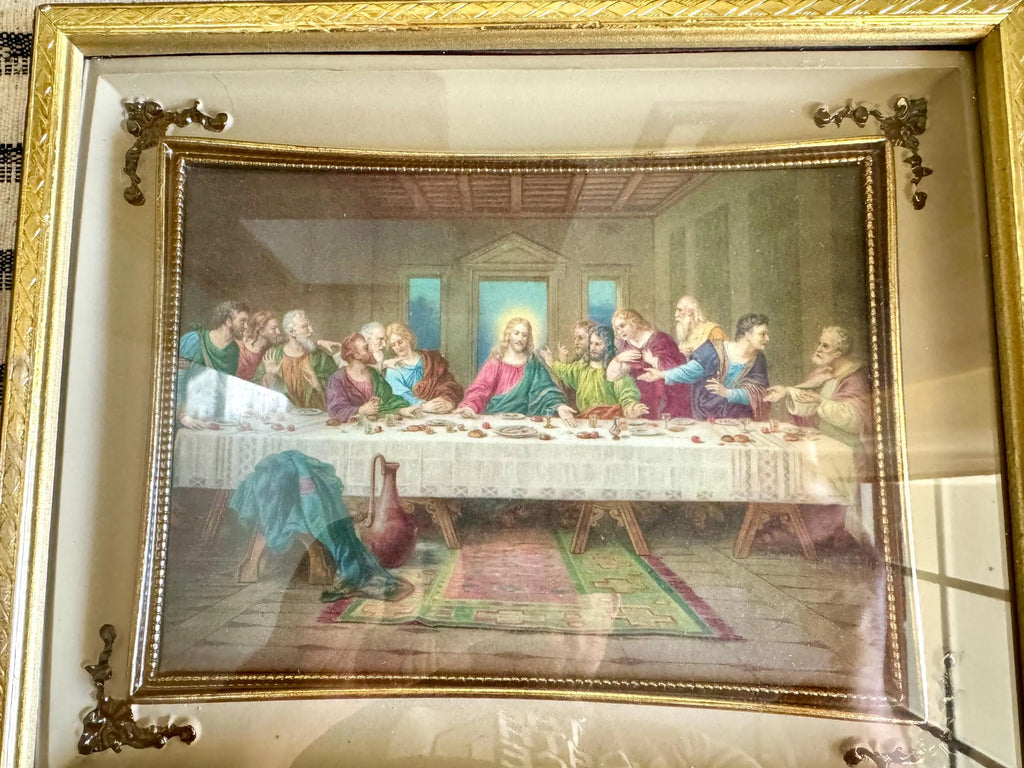Vtg Last Supper Framed Print | Gilded Framed Small Last Supper Framed Print | Mid Century 3D Last Supper Framed Print | Religious Art
