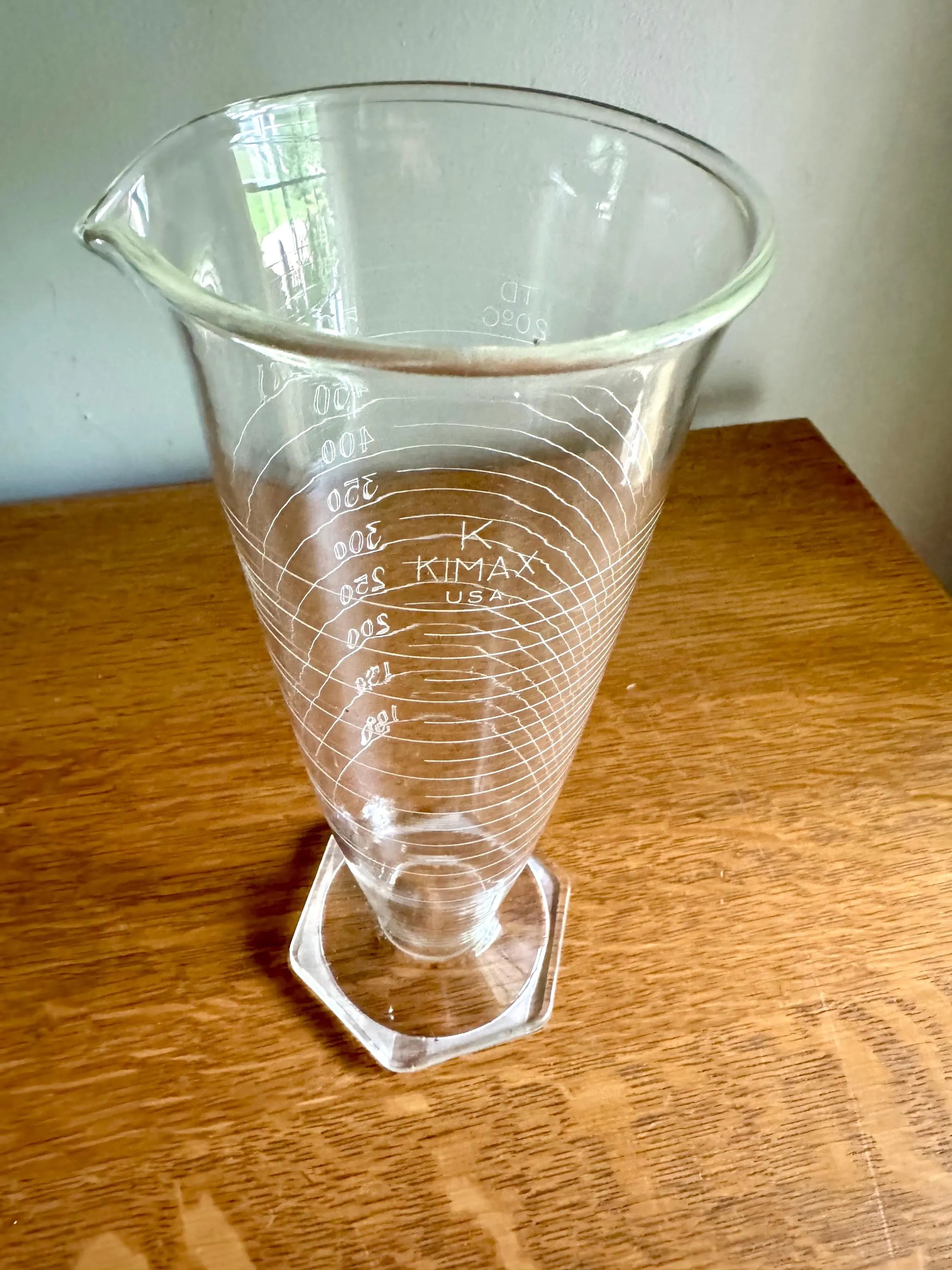 Vtg Glass Kimax 500ML Beaker | Kimax Glass Graduated Flask  | 16 Oz. Graduated Glass Flask | Laboratory Footed Glass Measuring Beaker