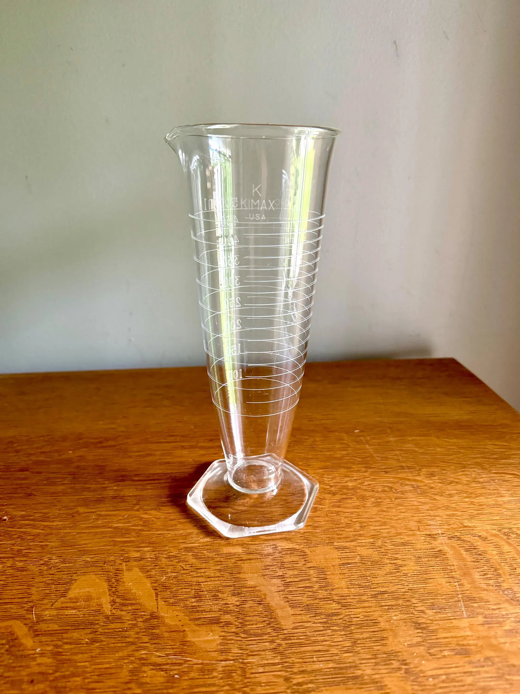 Vtg Glass Kimax 500ML Beaker | Kimax Glass Graduated Flask  | 16 Oz. Graduated Glass Flask | Laboratory Footed Glass Measuring Beaker