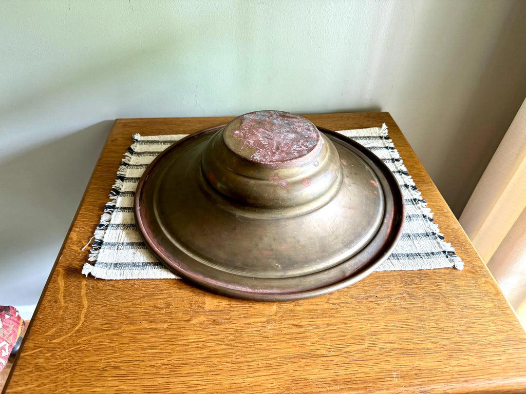 Antique Distressed Copper Bowl | French Copper Fruit Bowl | Copper Centerpiece Bowl | Antique Brass Bowl | Marked Large Distressed Copper Bowl