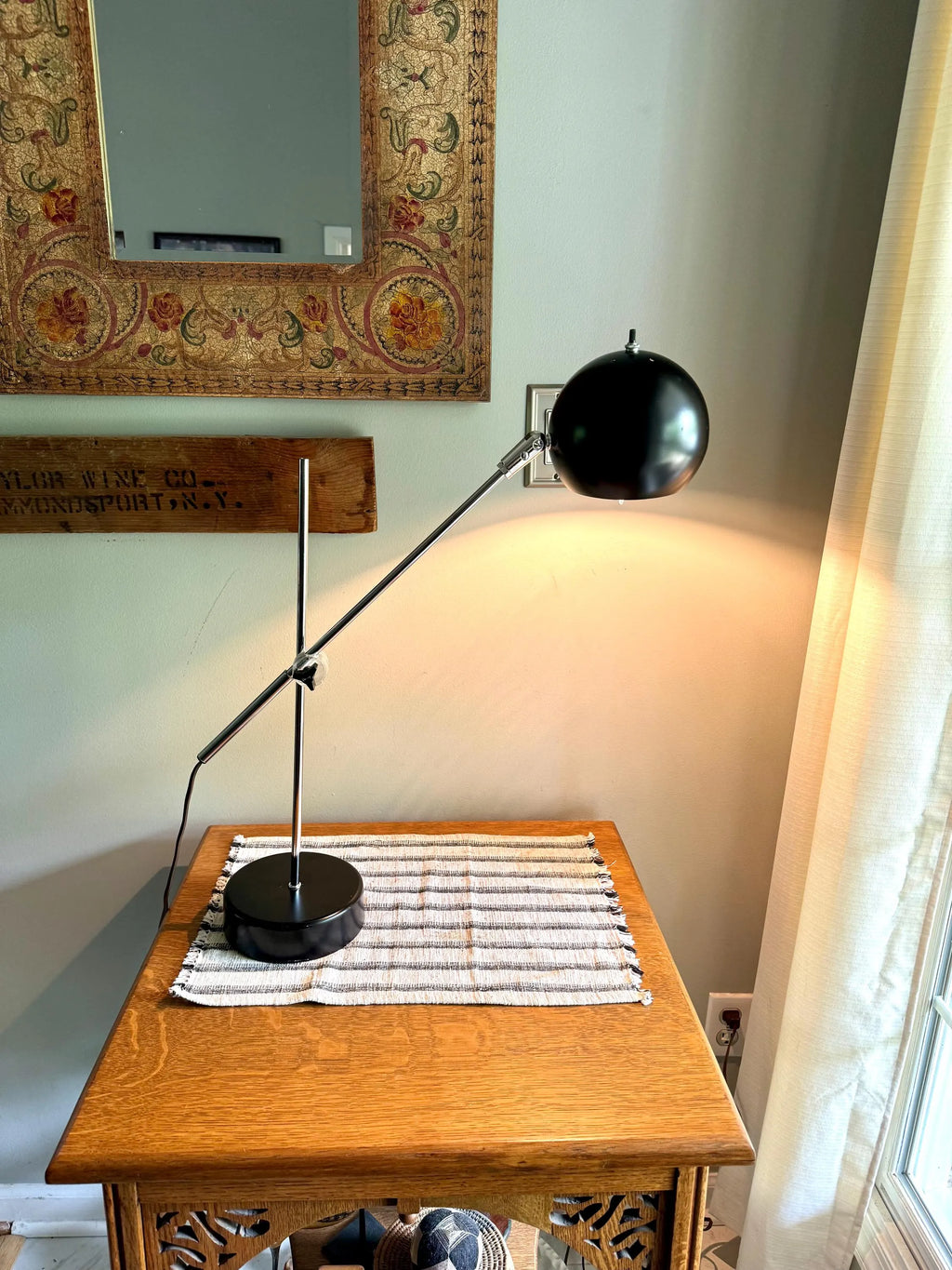 Vtg MCM Robert Sonneman Style Articulating Chrome Orb Lamp | R. Sonneman Adjustable Mid Century Modernist Table Lamp | MCM Eyeball Lamp