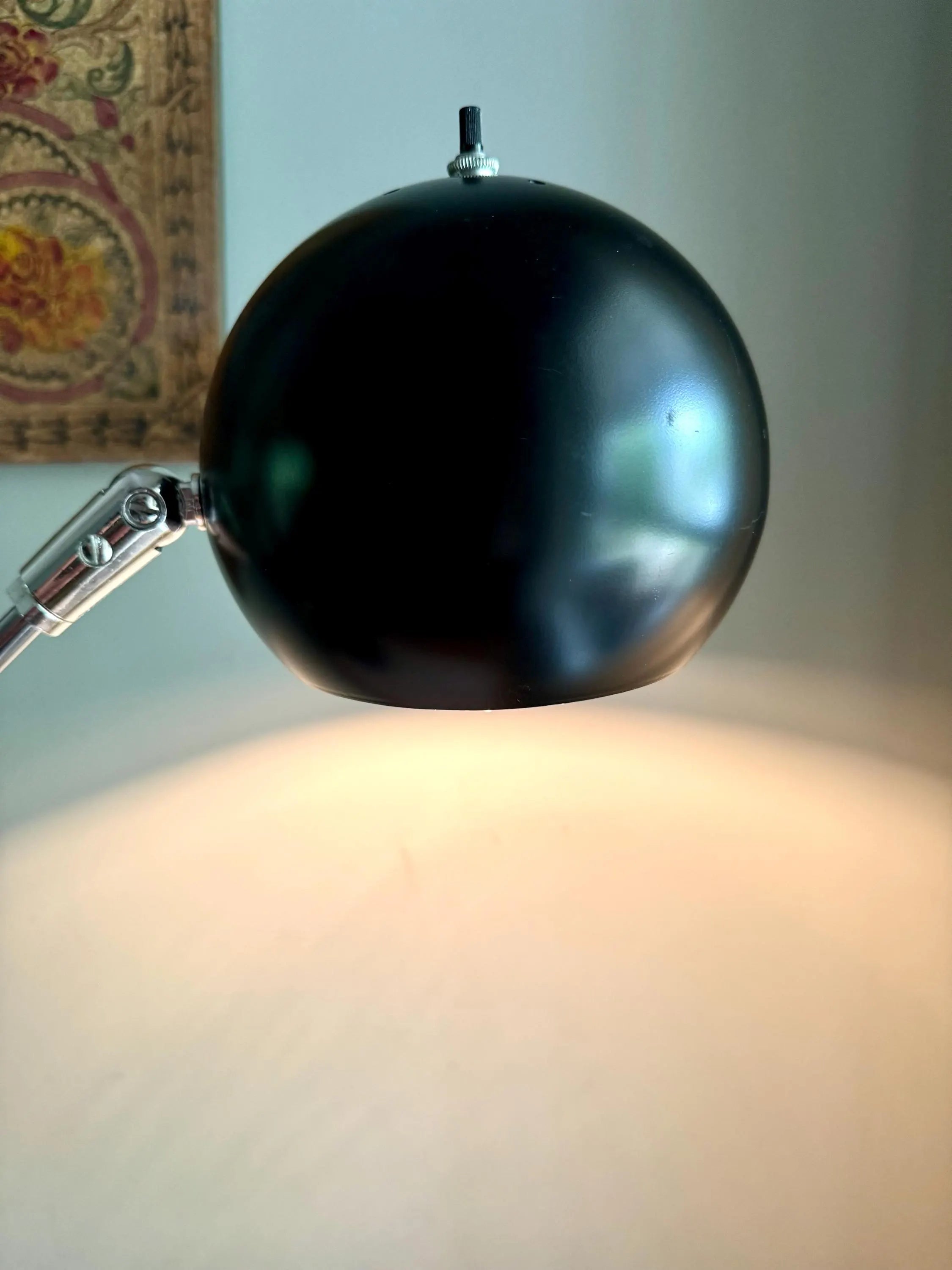 Vtg MCM Robert Sonneman Style Articulating Chrome Orb Lamp | R. Sonneman Adjustable Mid Century Modernist Table Lamp | MCM Eyeball Lamp