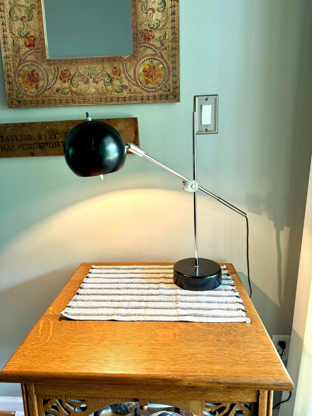 Vtg MCM Robert Sonneman Style Articulating Chrome Orb Lamp | R. Sonneman Adjustable Mid Century Modernist Table Lamp | MCM Eyeball Lamp