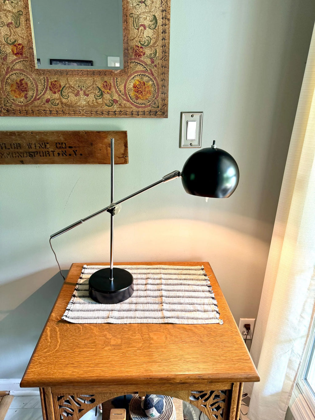 Vtg MCM Robert Sonneman Style Articulating Chrome Orb Lamp | R. Sonneman Adjustable Mid Century Modernist Table Lamp | MCM Eyeball Lamp