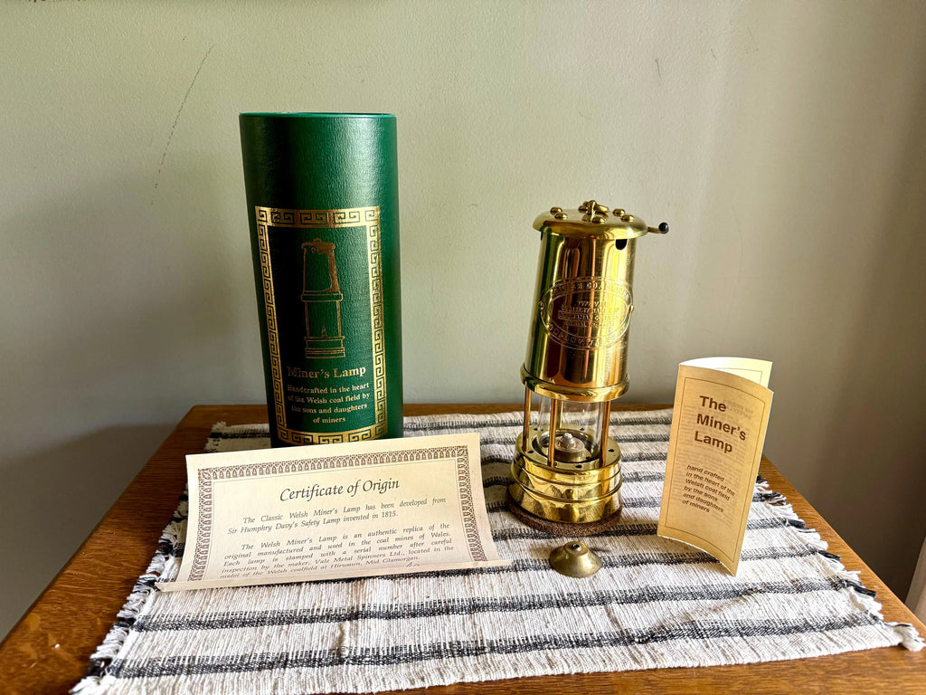 Vtg Brass British Coal Mining Lamp| Brass Miner's Lamp | Brass Welsh Safety Coal Miner's Lamp in Original Box| Brass Coal Mining Lantern