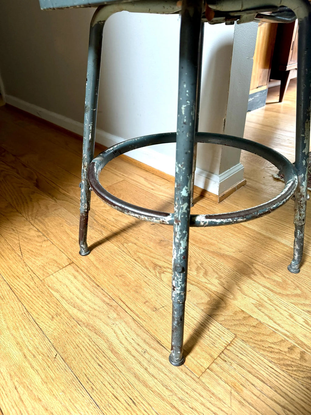 Industrial Drafting Chair | Adjustable Metal Stool | Industrial Seating | Rustic Metal Chair | Mid Century Metal Chair | Distressed Stool