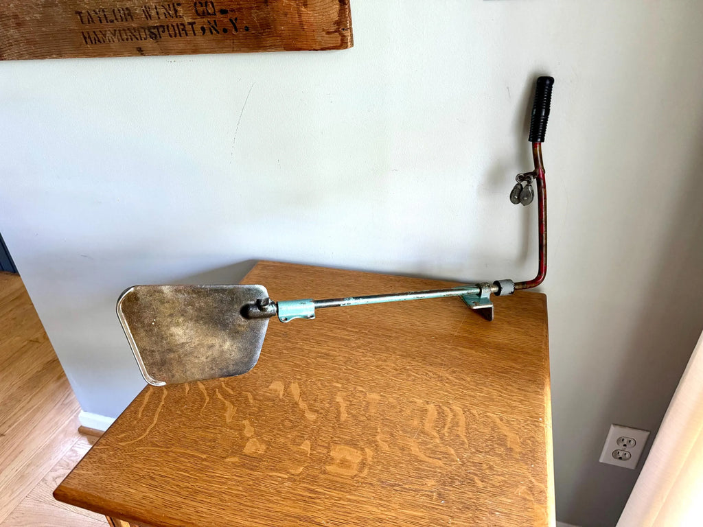 Vtg Boat Tiller and Rudder | Brass Rudder and Tiller Arm | Distressed Paint Boat Rudder and Tiller Arm | Nautical Decor