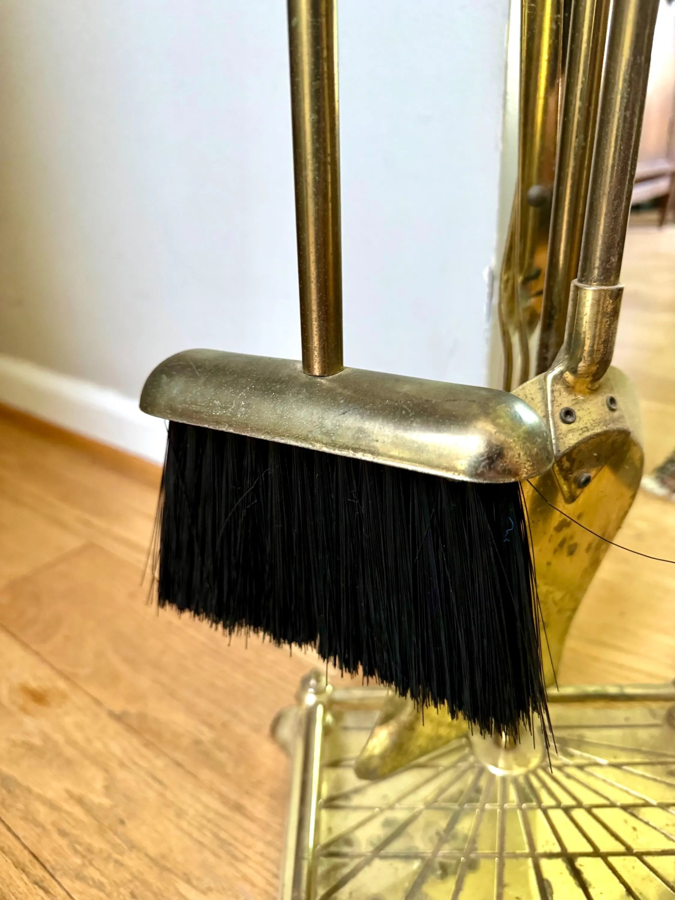 Vtg Silver and Brass Duck Head Fireplace Tools| Silver Duck Head Fireplace Tools| Distressed Finish Duck Head Fireplace Tools and Stand