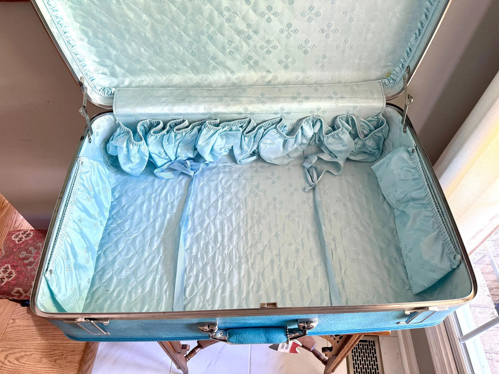 Vtg American Tourister Turquoise Marbled Luggage| American Tourister Suitcase| X-Large Size A/T Escort Suitcase| Turquoise Blue Suitcase