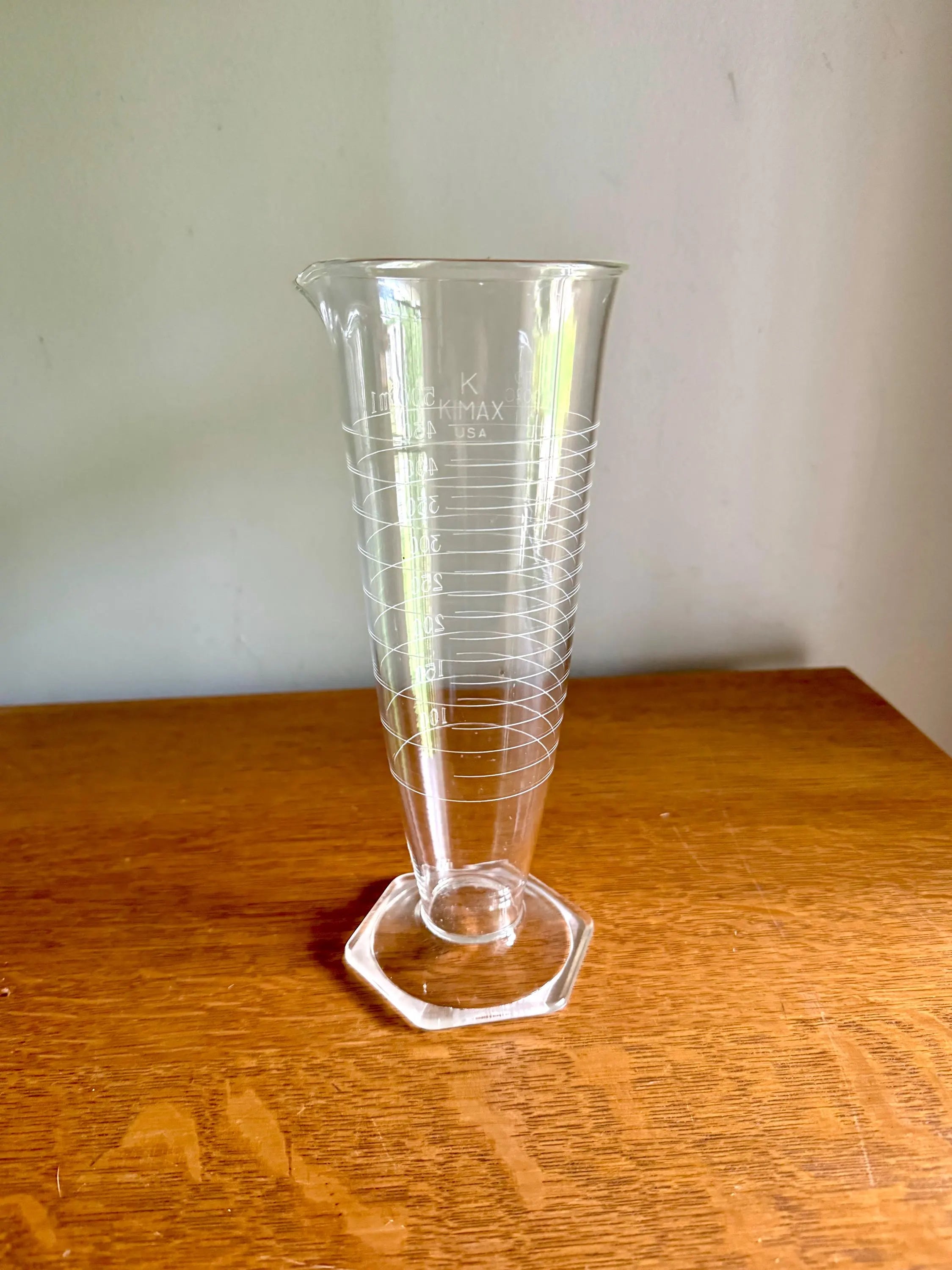 Vtg Glass Kimax 500ML Beaker | Kimax Glass Graduated Flask  | 16 Oz. Graduated Glass Flask | Laboratory Footed Glass Measuring Beaker